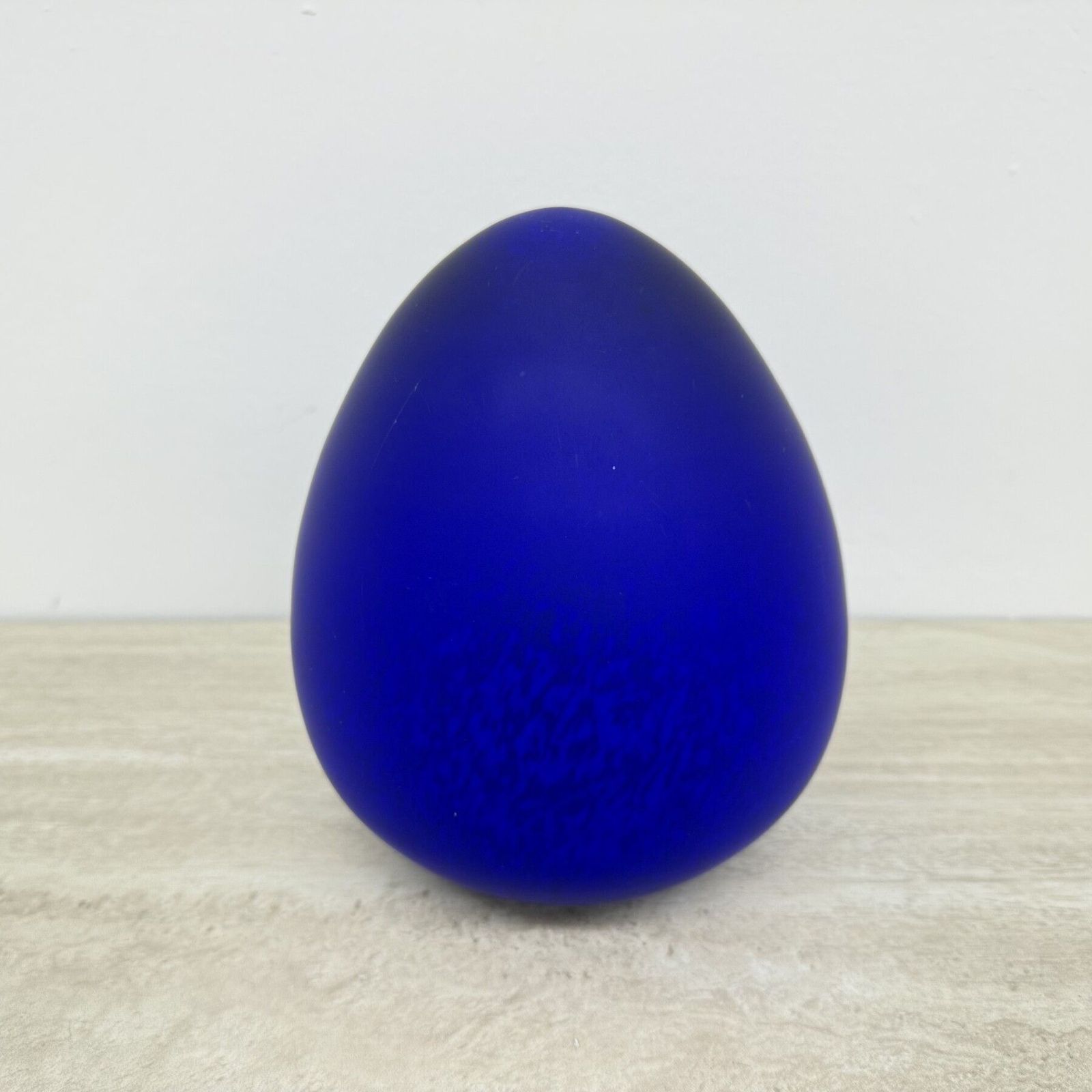 Mid Century Design Tafelamp Van Blauw Glas In Eivorm, Jaren 1970 photo vintage