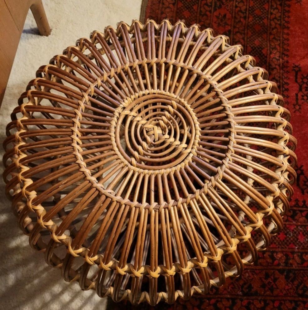 Franco Albini Large Mid Century Ottoman Lobster Pot Footstool Wicker photo furniture