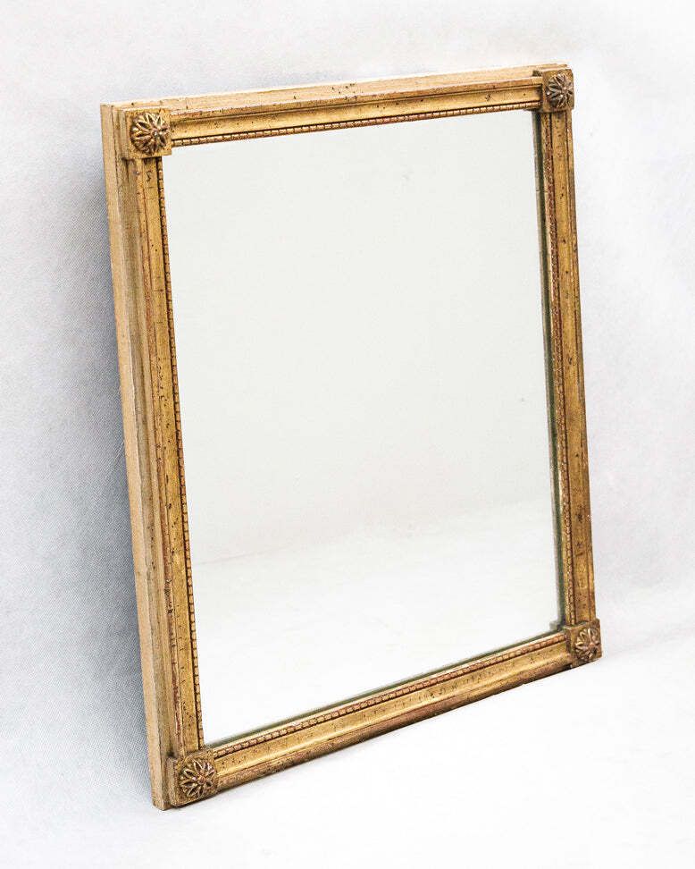 Small Louis XVI Giltwood Mirror With Floral Corners photo furniture
