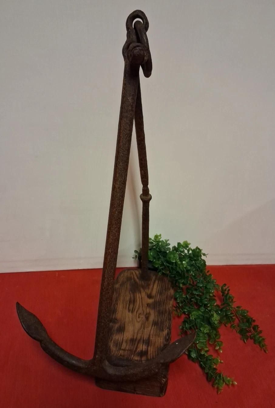 Antique Ship Anchor Mounted On A Driftwood Oak Piece Lovely Display Feature