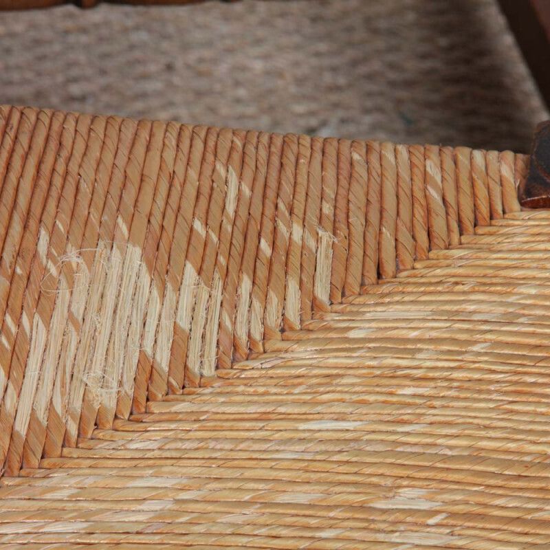 Set Of 6 Wooden Straw Chairs, French Craftsmanship, 1950 photo 1413.0
