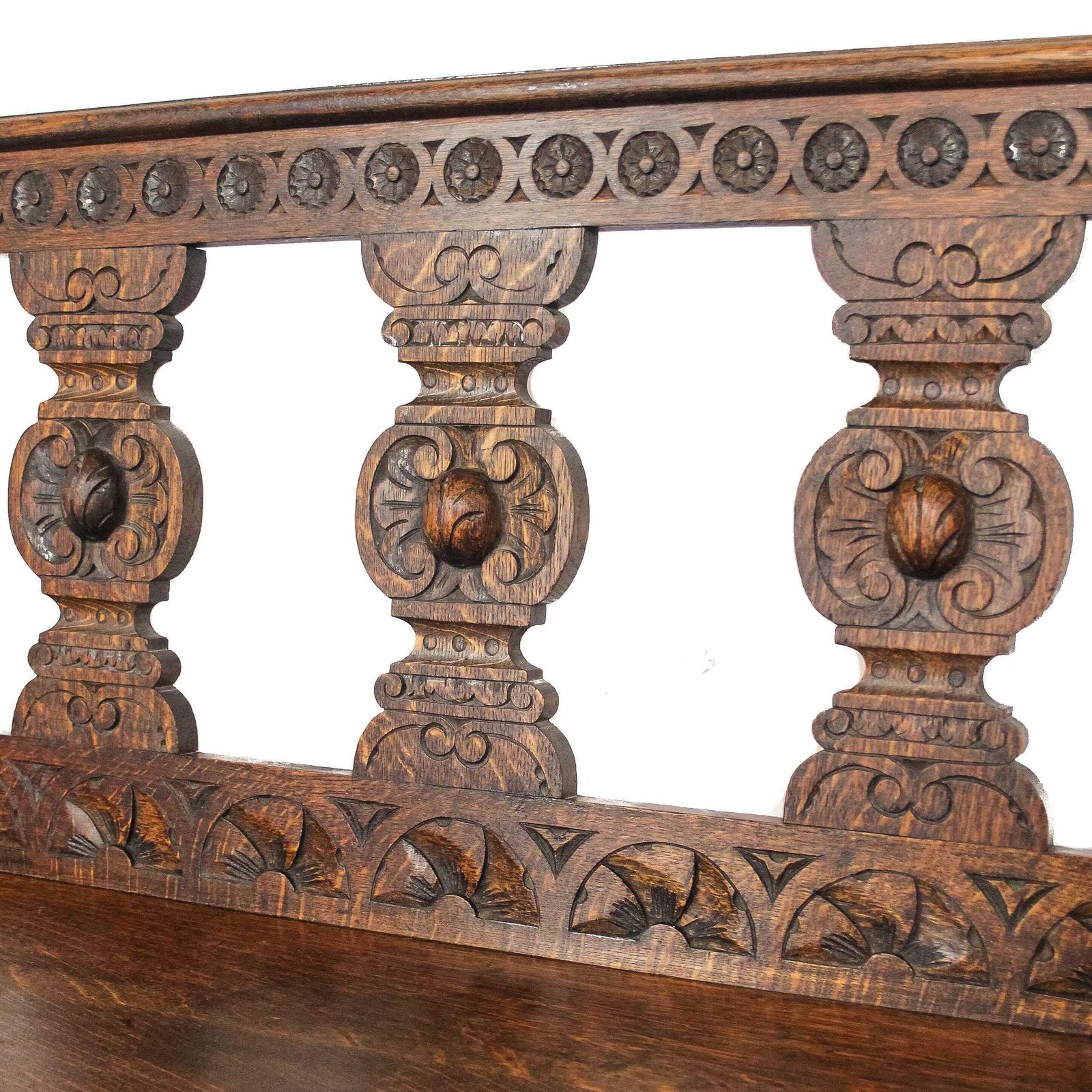 Furniture Antique Victorian Carved Oak Hall Bench | Antique Tables | Benches | Oak Bench | Antique Bench | Antique Oak Tables photo