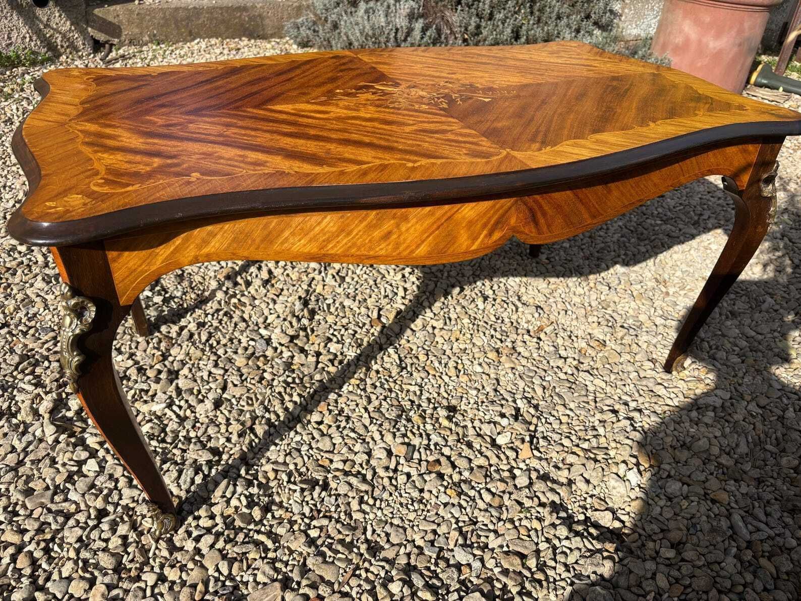 Vintage French Coffee Table Louis Xv1 Style Marquetry Inlay photo vintage