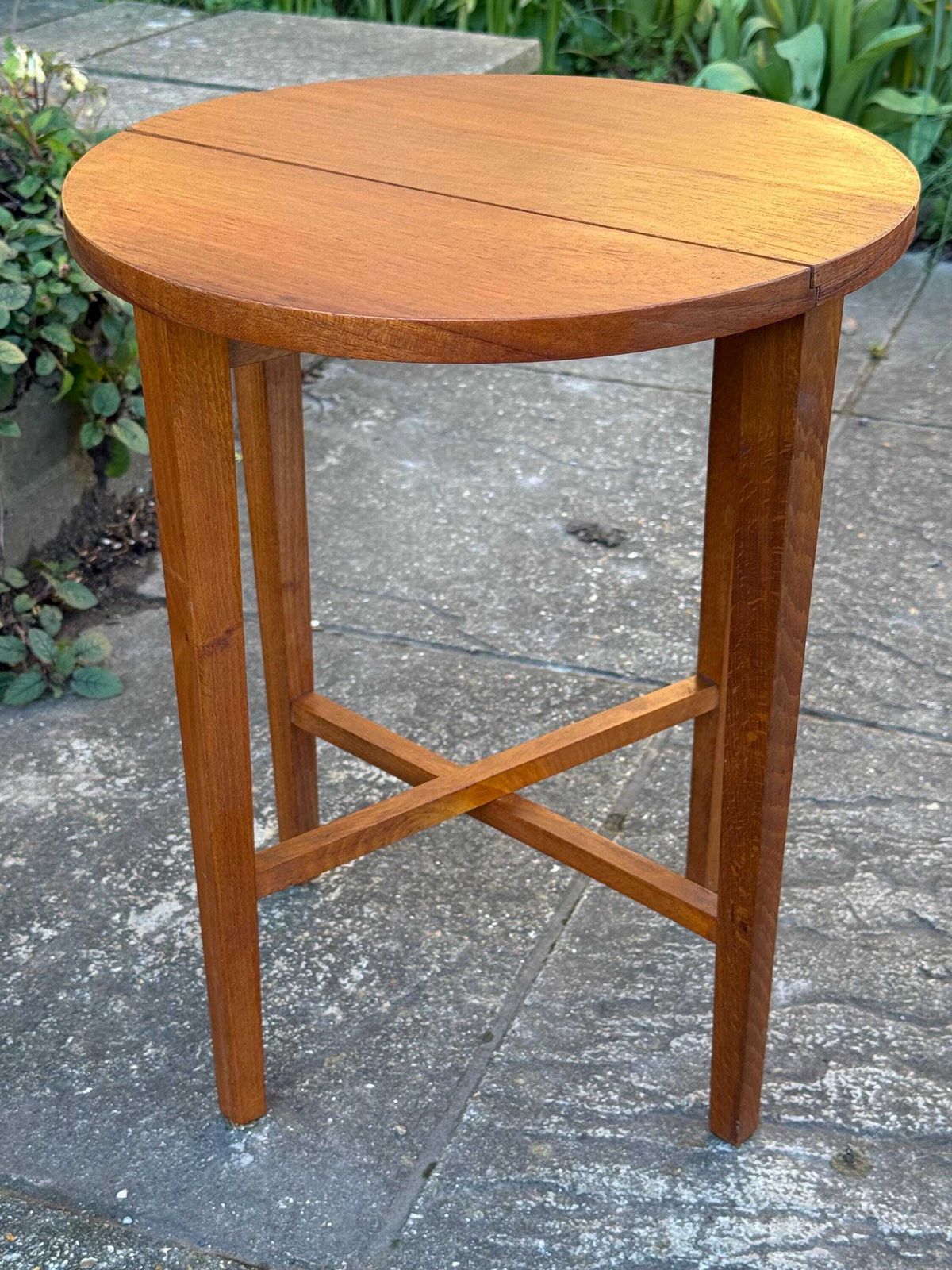 Vintage Retro Scandinavian Style Folding Side Table – Retro Teak Effect Mid Century Table (8) photo buy