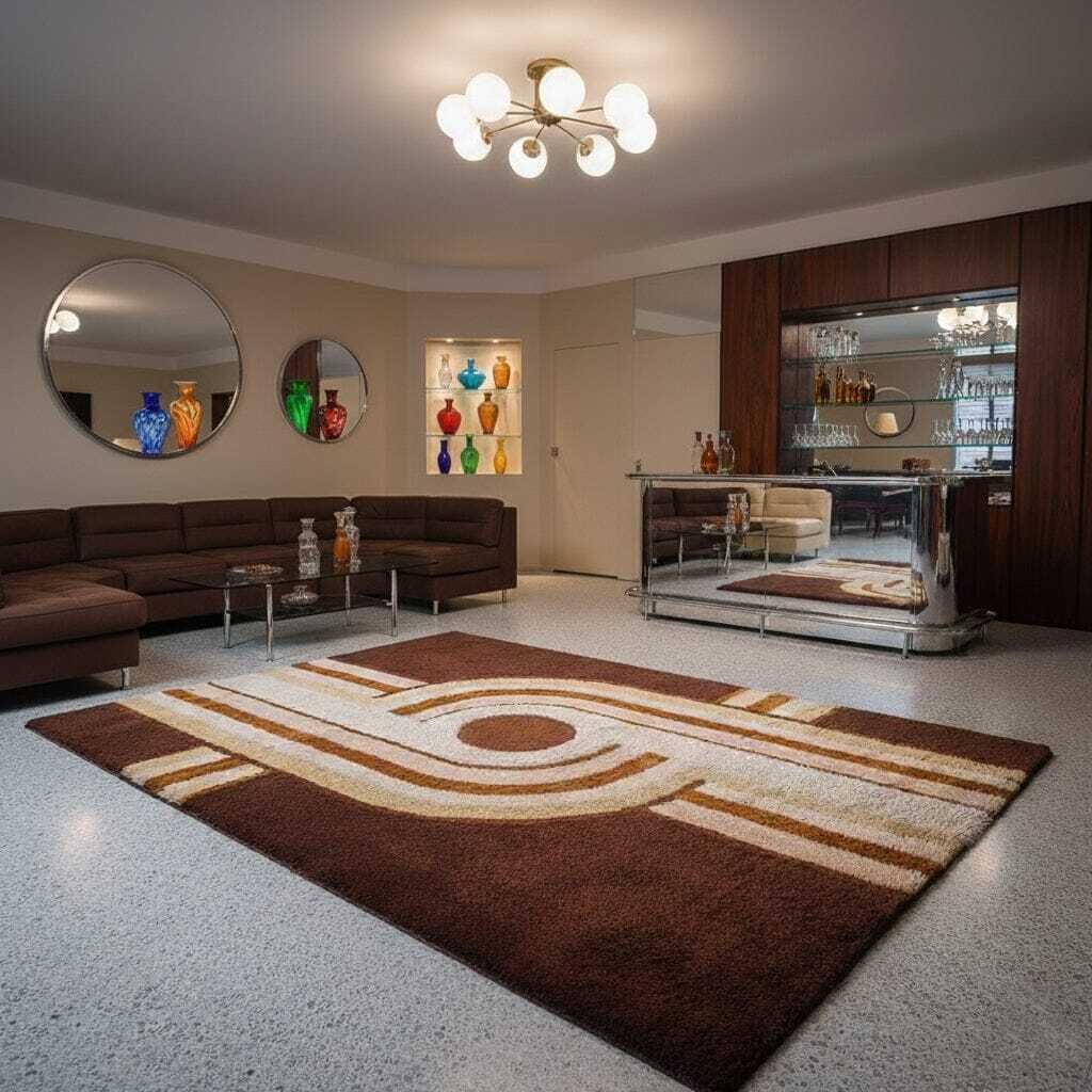 Textiles 1970s Museum Grade Avant Garde Wool Rug The Epithet Of Space Age Luxury. Made In Italy photo