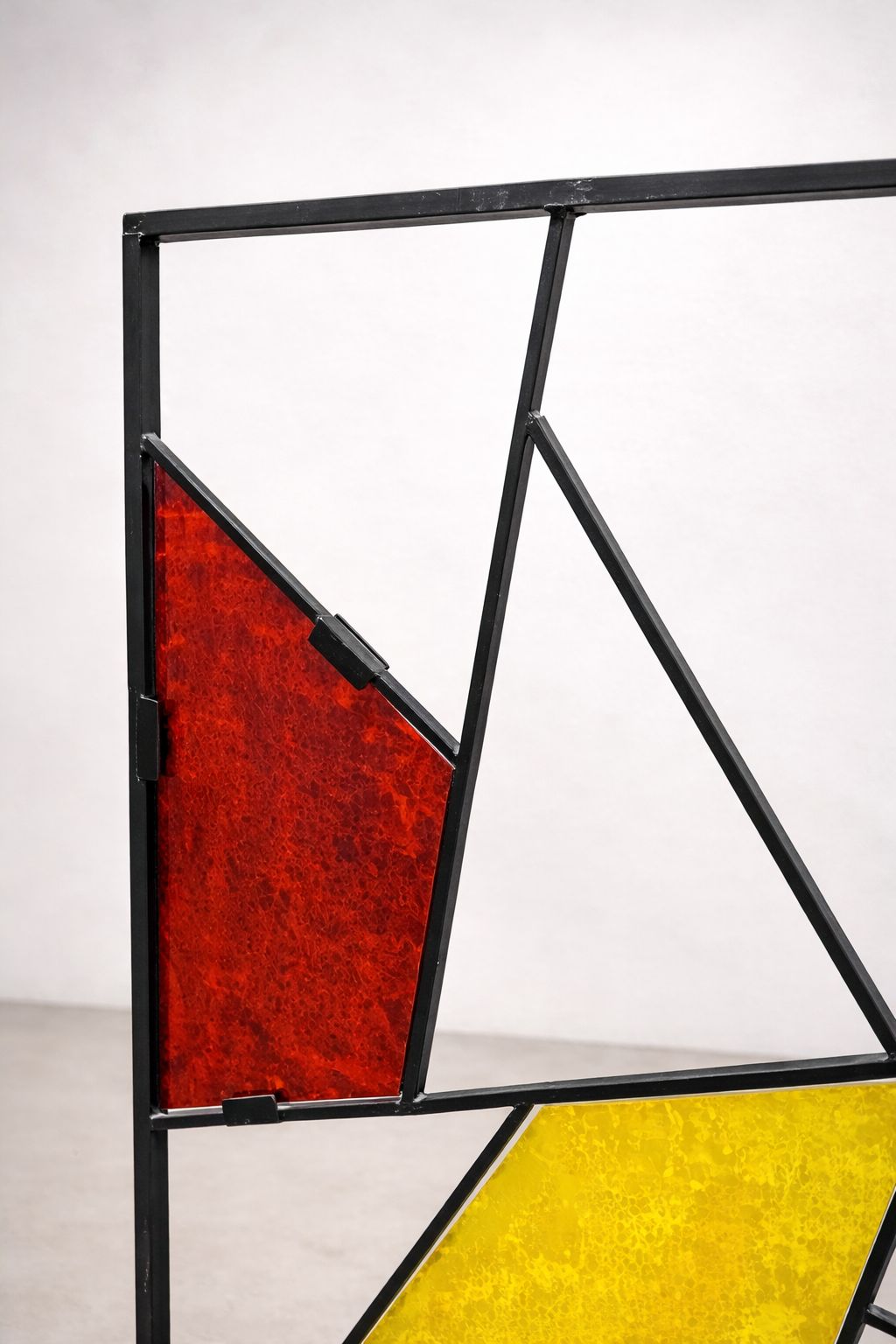 Mid Century Modern Geometrische Roomdivider Met Getextureerd Gekleurd Glas, Jaren 1970–1980 photo buy