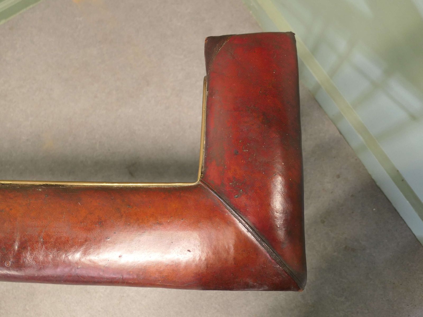 Brass And Red Leather Club Fender This Is A Genuine Piece Of Country House Decorative Fu photo Home Fixtures