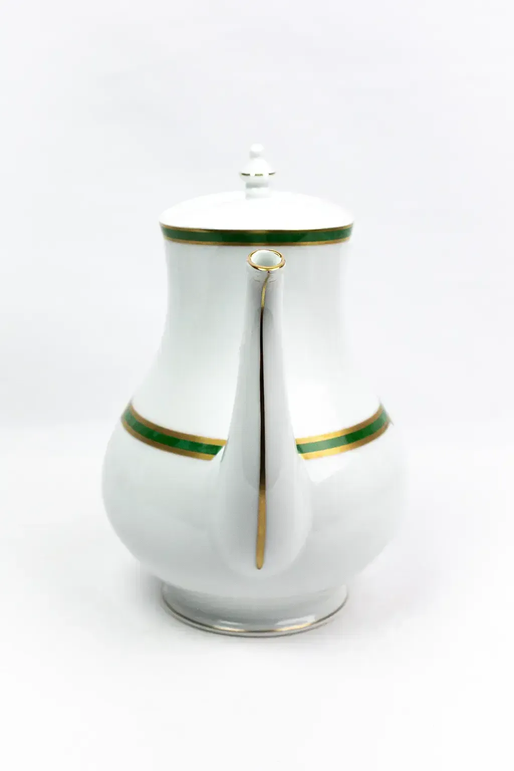Christofle Paris  Green Ribbon Porcelain Teapot  Green And Gold Enamel Decoration photo Home Decor
