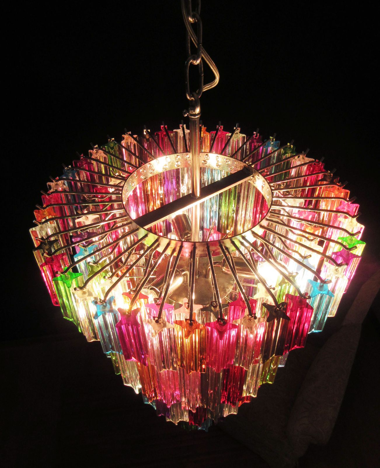 Murano Glass Chandelier    111 Multicolor Quadriedri photo for sale
