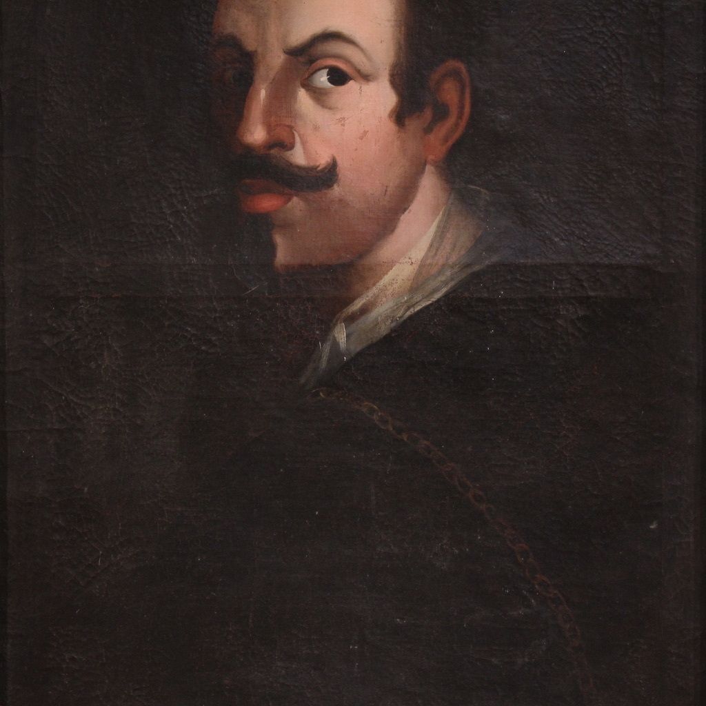 Antique Spanish Painting Portrait Of A Gentleman From The 18th Century photo Art