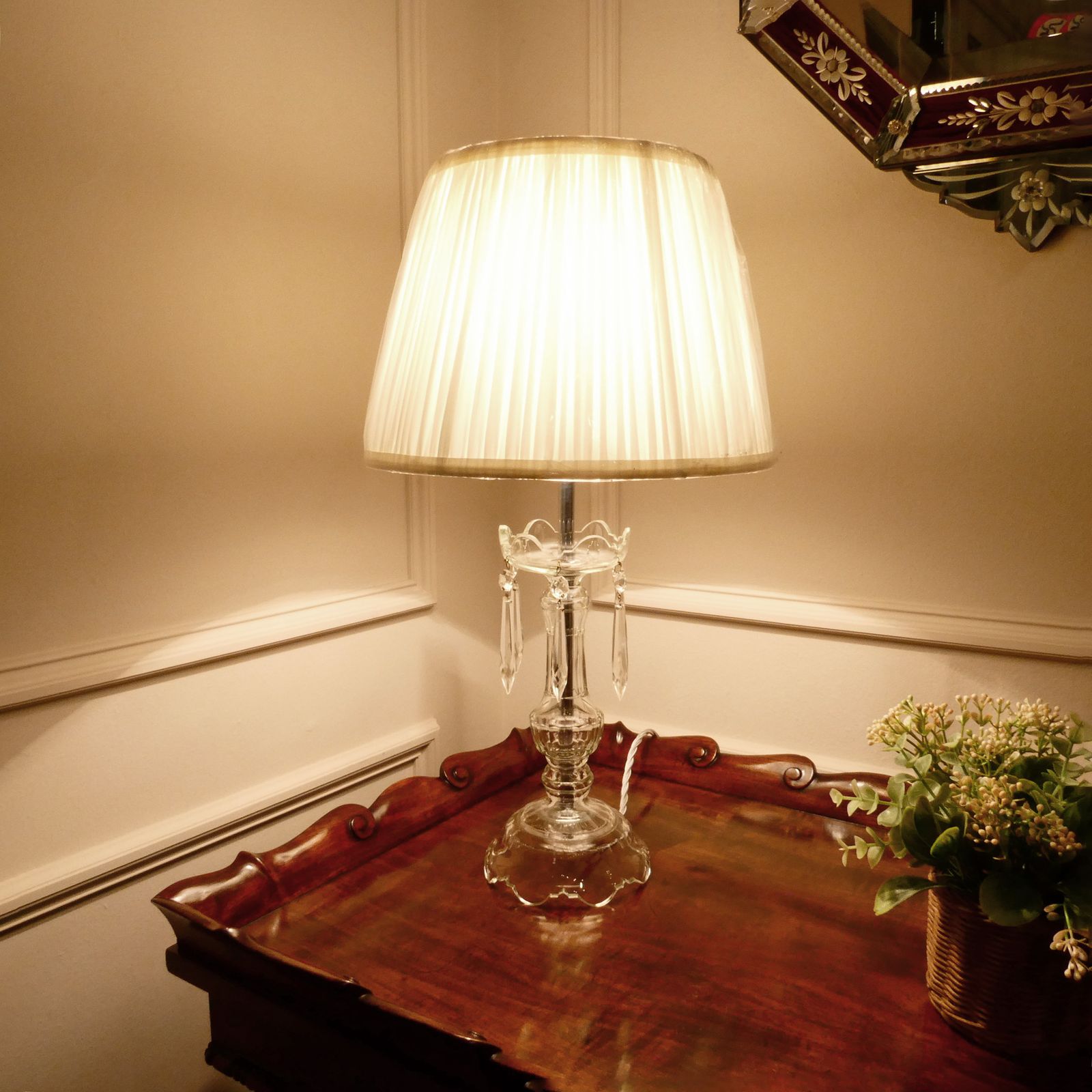 Italian Art Deco Cut Crystal Glass Table Lamp photo furniture