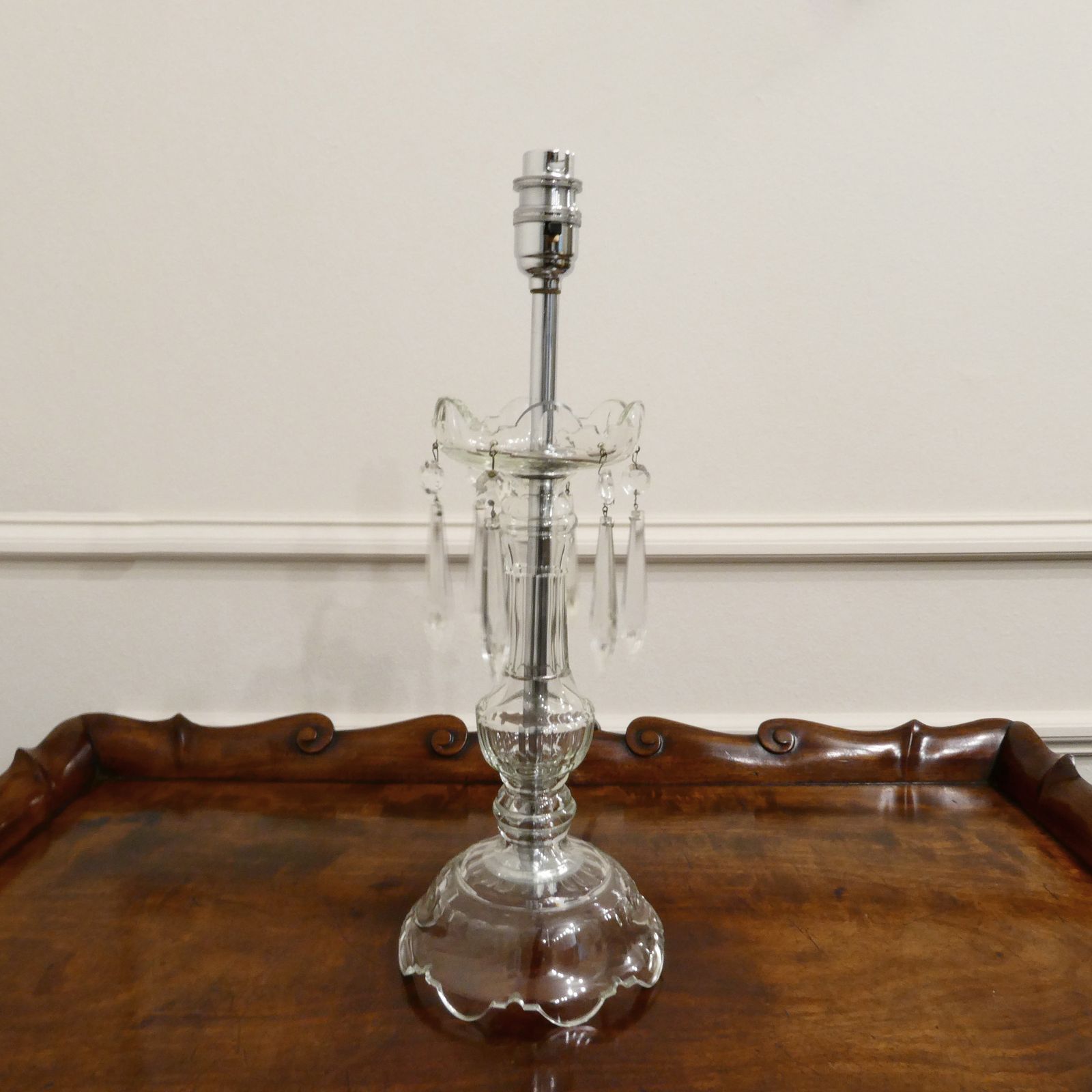 Italian Art Deco Cut Crystal Glass Table Lamp photo for sale