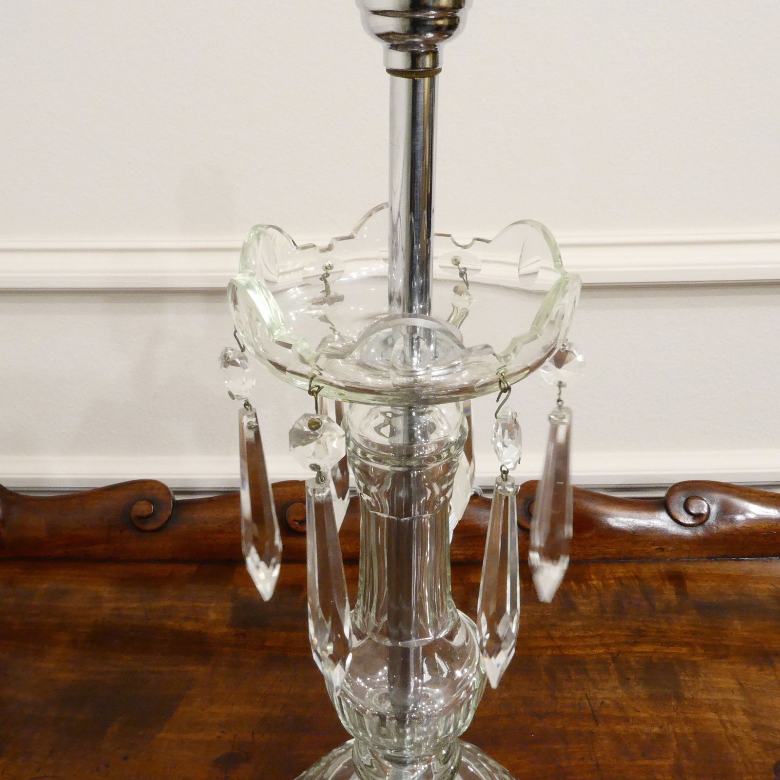 Italian Art Deco Cut Crystal Glass Table Lamp photo Lighting