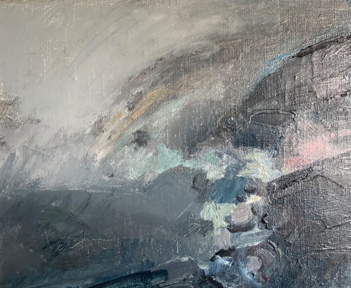 Oil Painting On Canvas, Contemporary Abstract, M.Sjolund 1983 photo buy