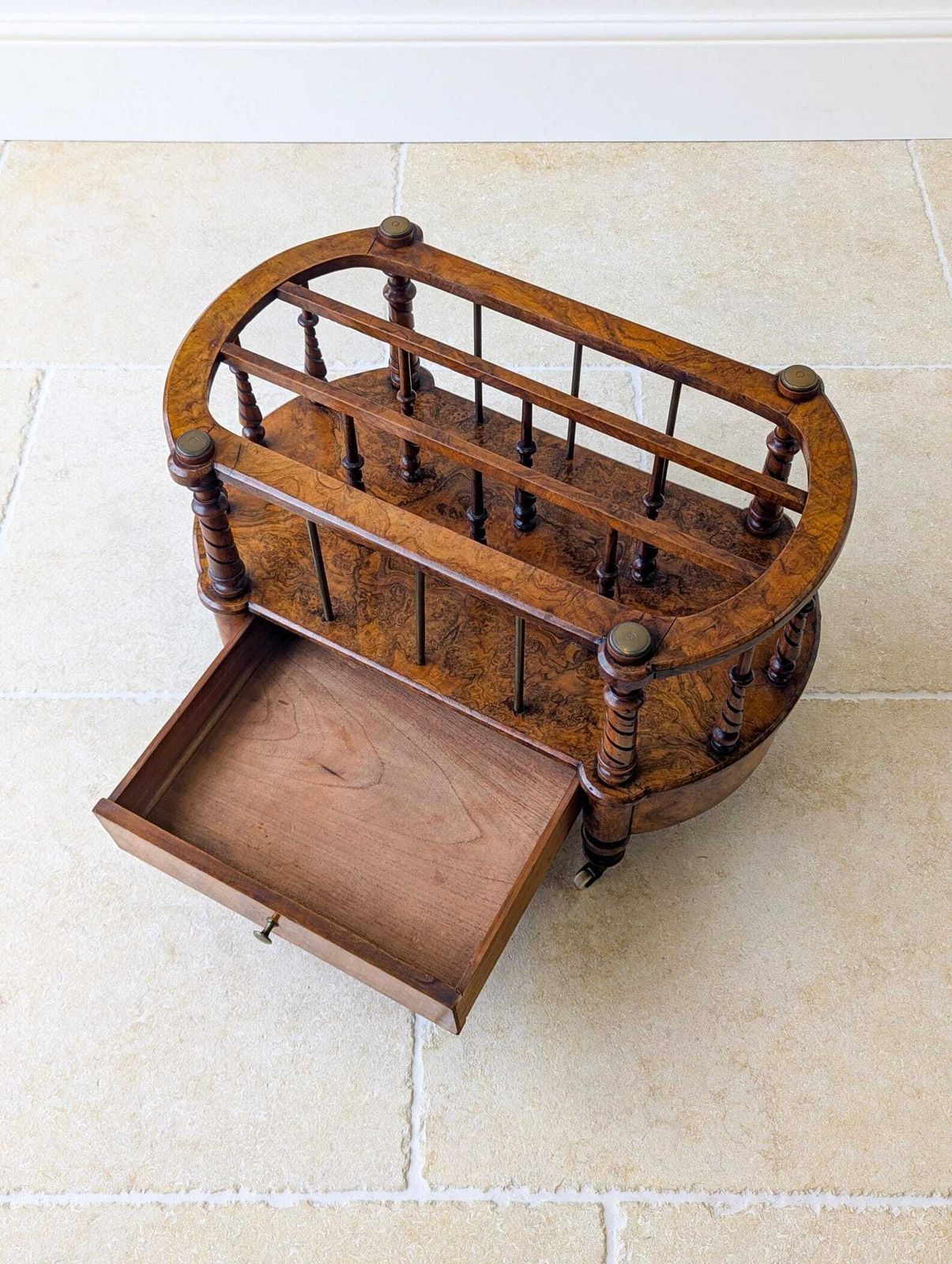 Antique Victorian Burr Walnut Canterbury C.1870 photo vintage