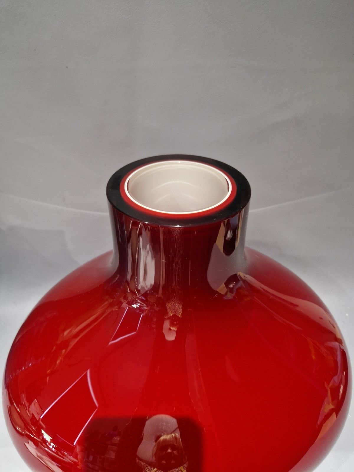 Nigel Coates Salviati Large Oversized Red Cased Italian Murano Glass Vase Signed photo for sale