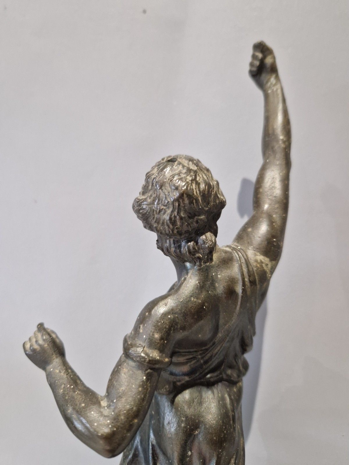 photo buy Antique Spelter French Title La Nuit Statue Man On Eagle Wooden Base