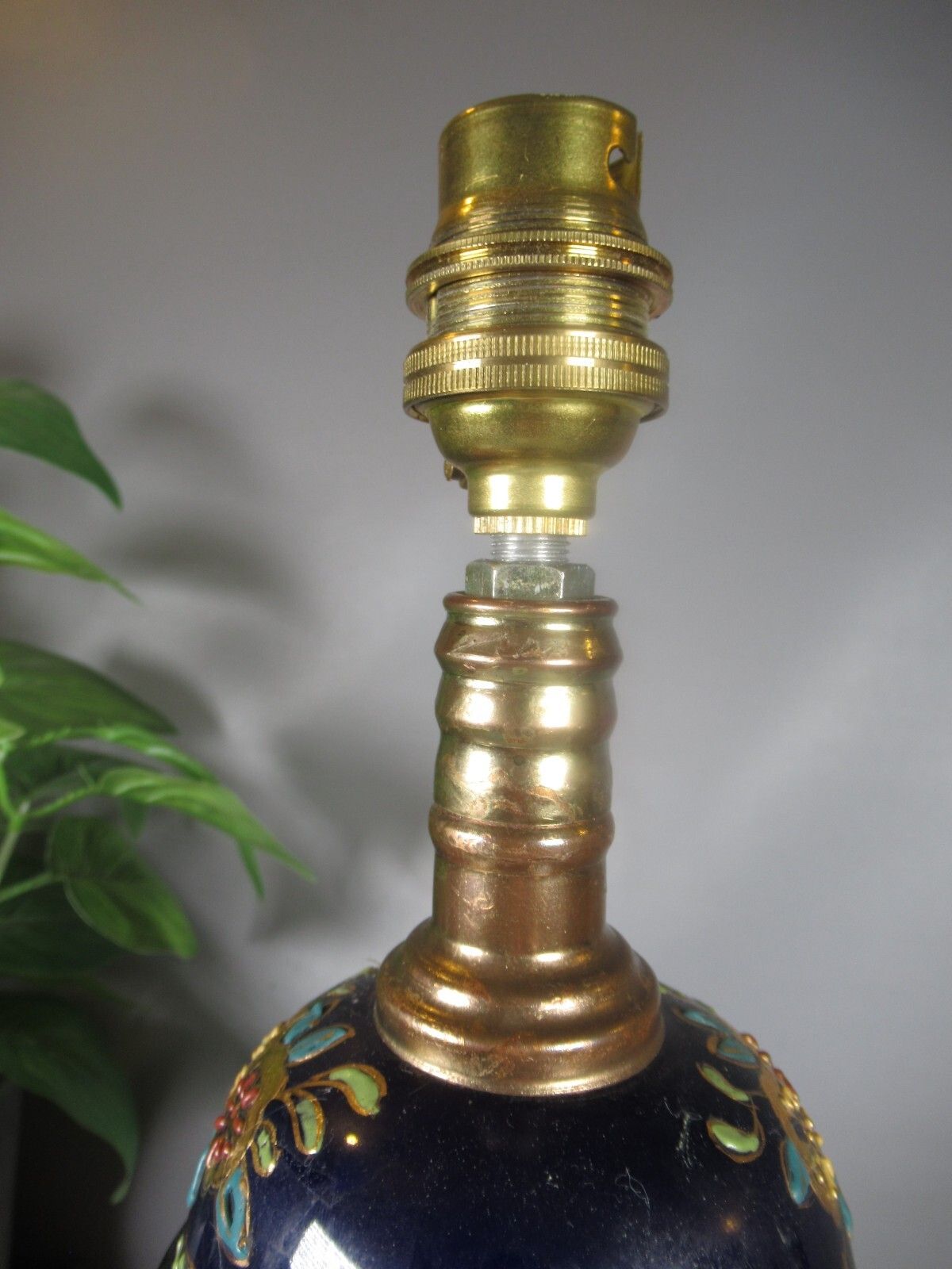 photo for sale Vintage Vienna Style Cobalt Blue And Gold Bolster Lamp With Classical Scenes
