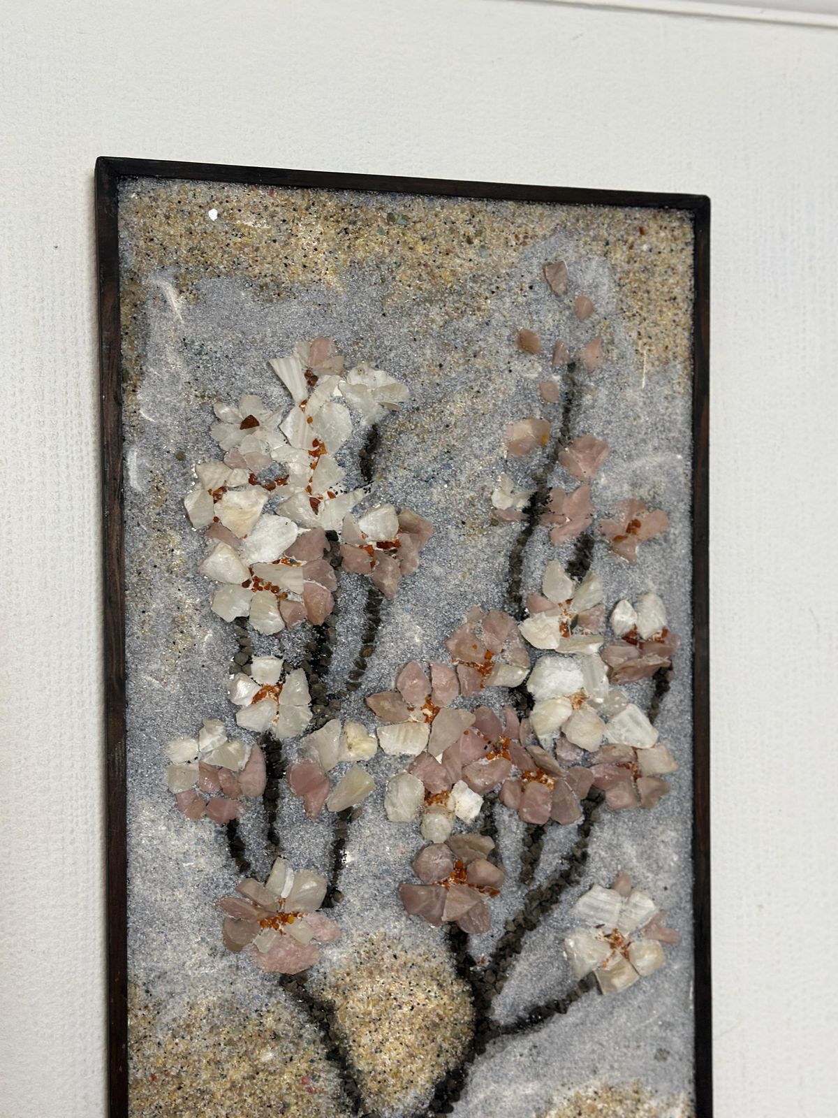photo furniture Original Swedish Stone Work On Panel – “äppelblom” (Apple Blossom)  By Olga Aue‑Birkfeldt – 1981 – Framed – 52 × 32 Cm (20.5" × 12.6")