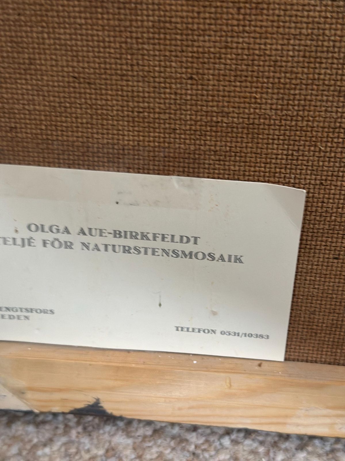 photo vintage Original Swedish Stone Work On Panel – “äppelblom” (Apple Blossom)  By Olga Aue‑Birkfeldt – 1981 – Framed – 52 × 32 Cm (20.5" × 12.6")