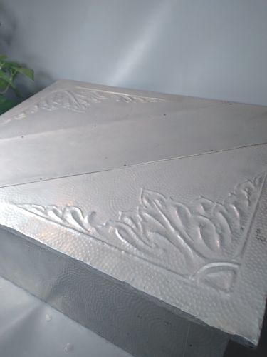 Edwardian Antique Hammered Silver Metal Shoe Box Storage Wooden Metal Covered