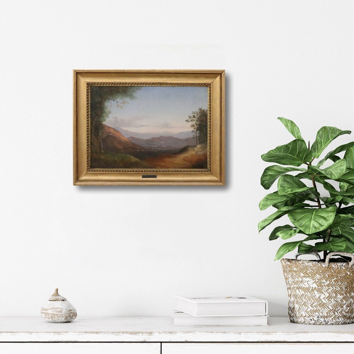 Panoramic View Of Naples, Oil Painting On Canvas, 19th Century, Framed photo furniture