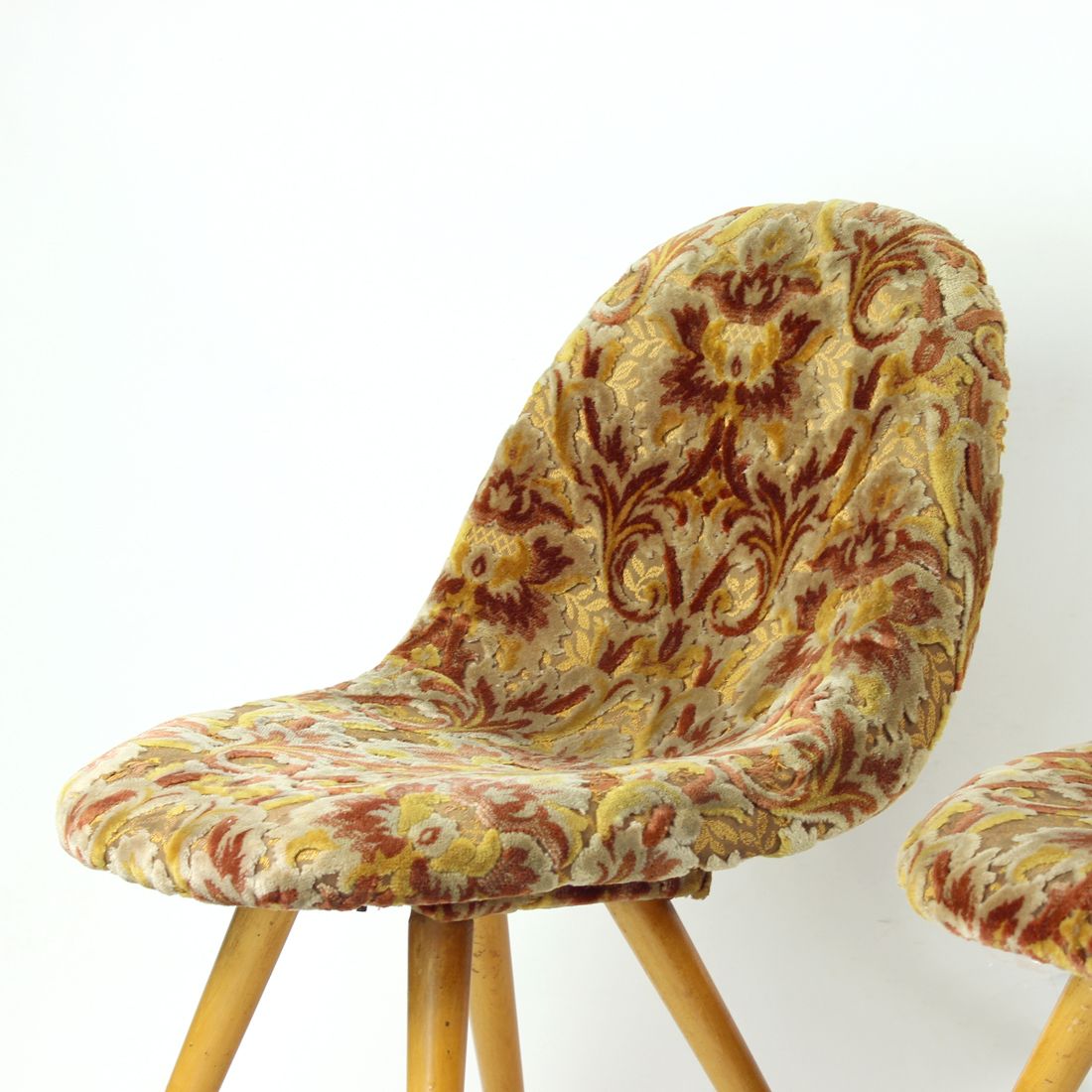 Midcentury Shell Chair By Miroslav Navratil In Original Velvet, Czechoslovakia 1960s photo for sale