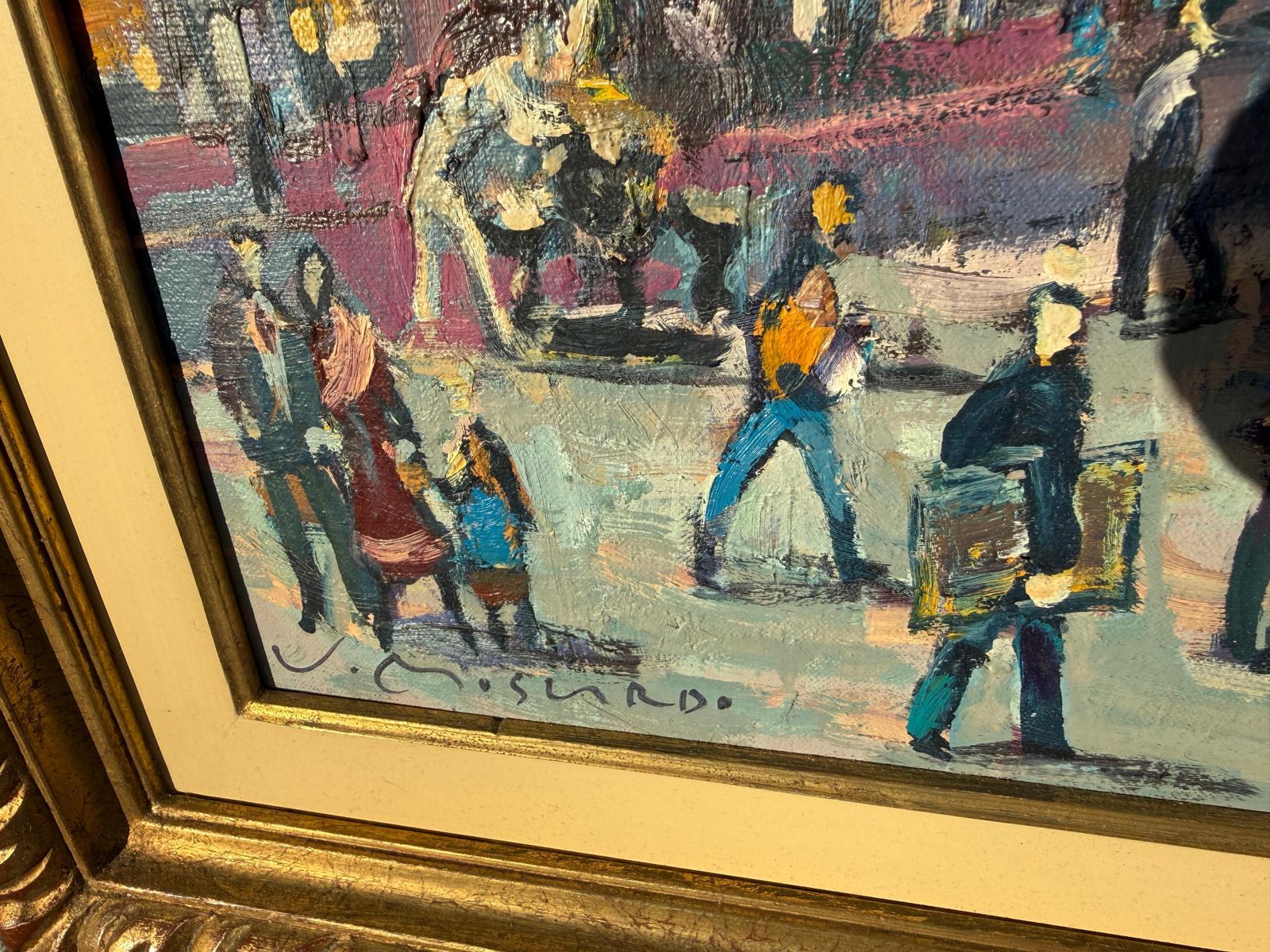 Josep Moscardo Las Ramblas Barcelona Oil On Canvas, Signed, 1990s, Framed C.1990 photo for sale