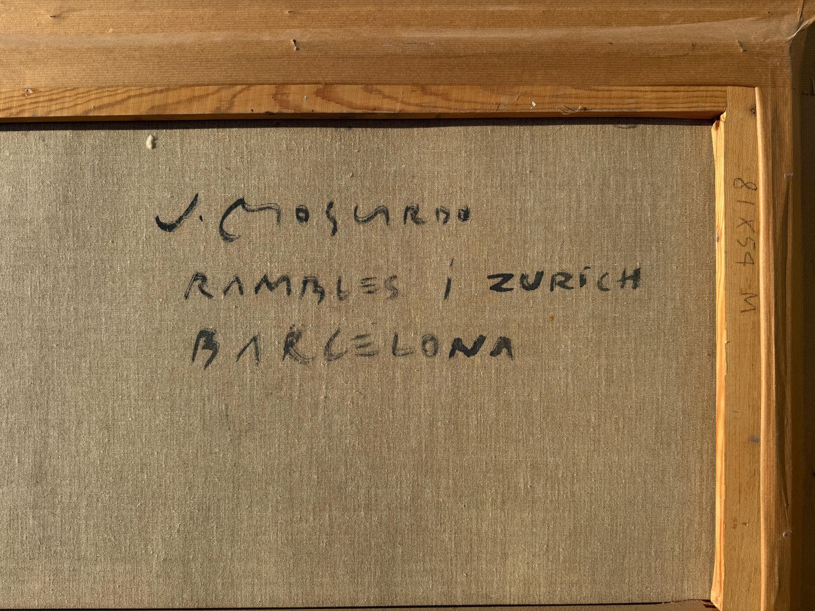 Josep Moscardo Las Ramblas Barcelona Oil On Canvas, Signed, 1990s, Framed C.1990 photo vintage