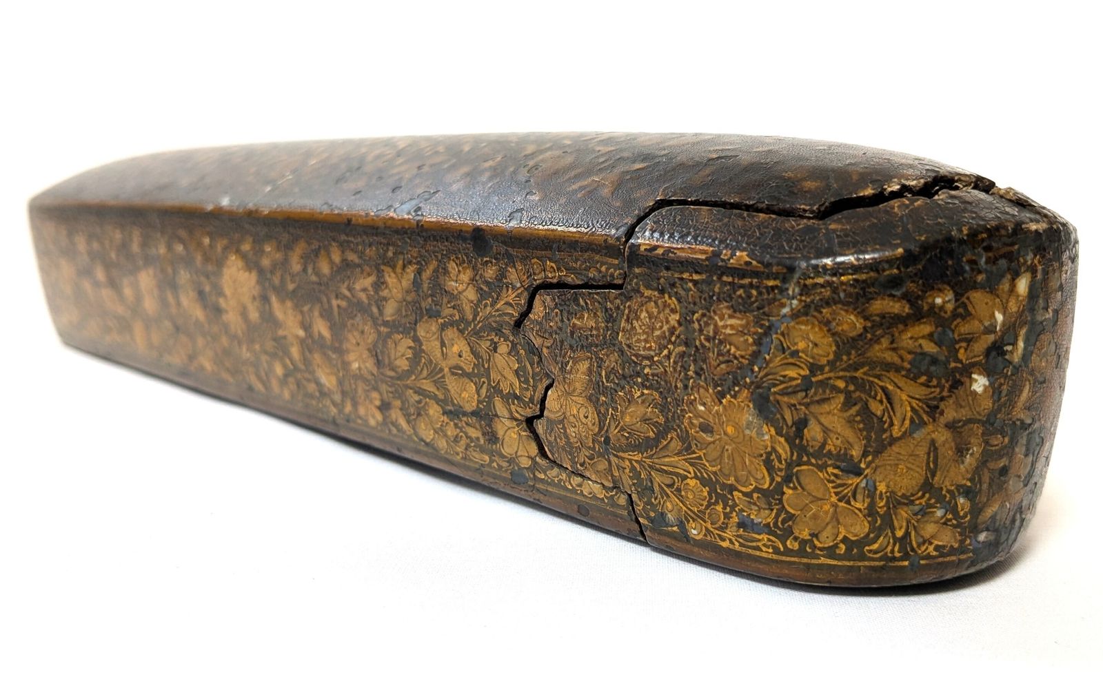 Antique Islamic Kashmiri Hand Painted Lacquered Pen Case Qalamdan photo for sale
