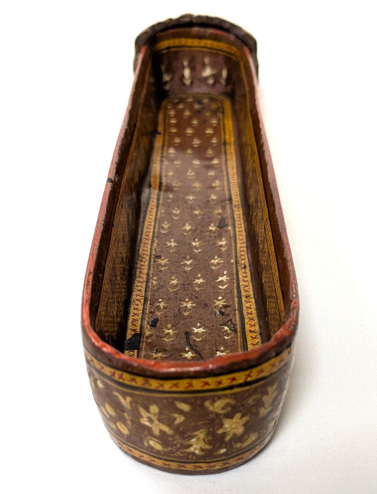 Home Decor Antique Islamic Kashmiri Hand Painted Lacquered Pen Case Qalamdan photo