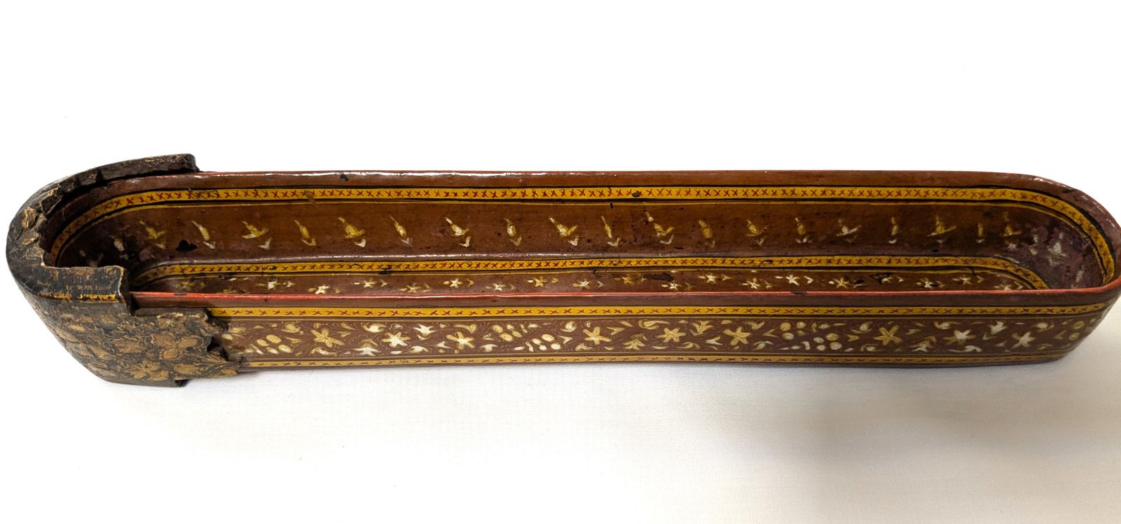 photo buy Antique Islamic Kashmiri Hand Painted Lacquered Pen Case Qalamdan