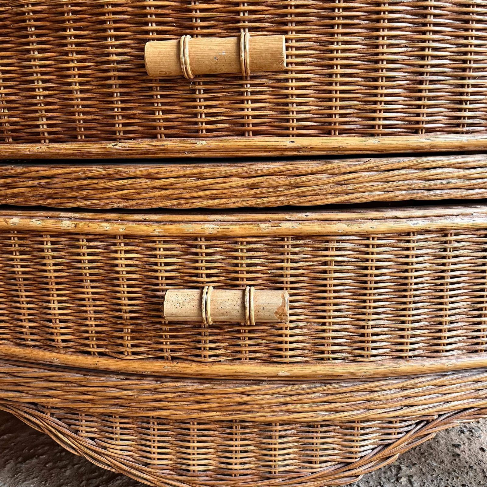 Mid Century Bamboo And Wicker Chest Of Drawers/ Storage / Cupboard photo for sale