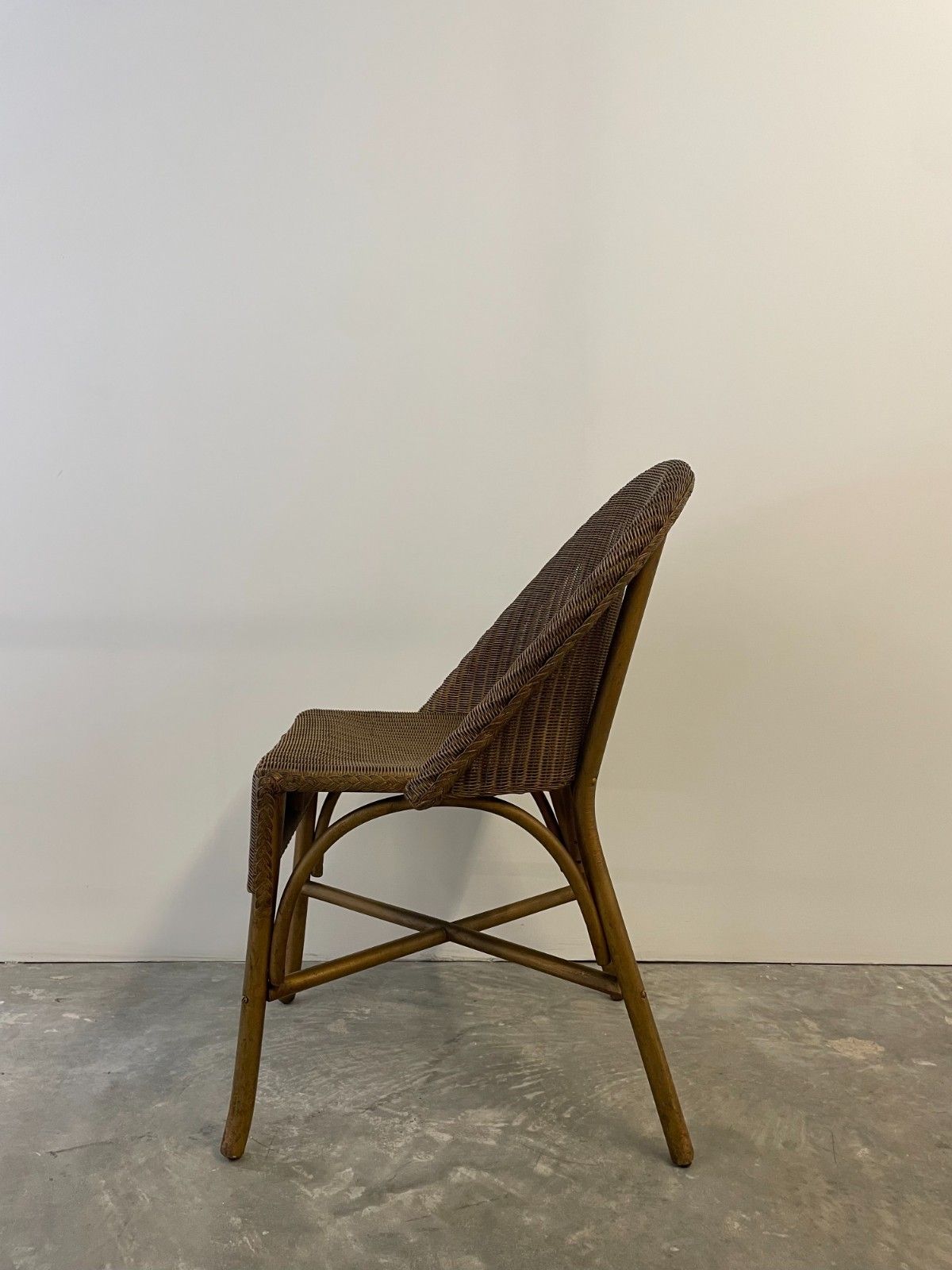 Vintage Circa 1930s Lloyd Loom “Lusty” Original Gold Painted Pair Of Occasional Dining Chairs photo vinterior
