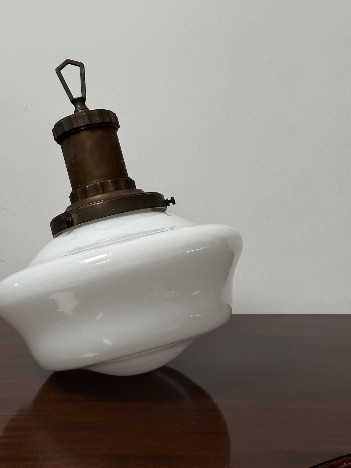 Antique English Church Opaline Milk Glass Ceiling Pendant Light Lamp By Morco photo 1295.0