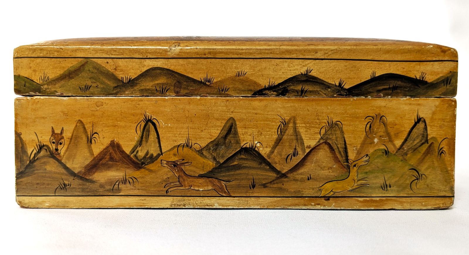Vintage Islamic Wooden Jewellery Box With Hand Painted Calligraphy And Scenes From Kashmir photo 350.0