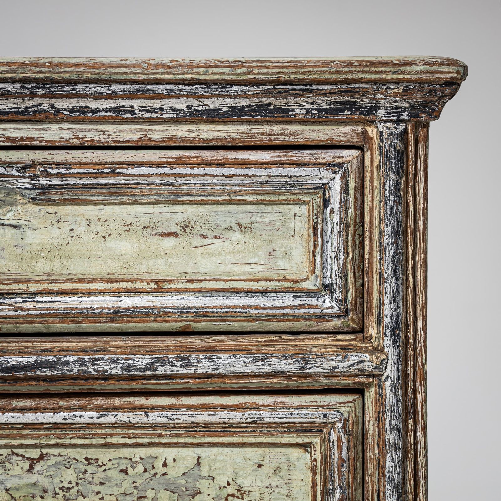 Light Green Patinated Chest Of Drawers With Silvered Accents, Late 18th Century photo 2510.0