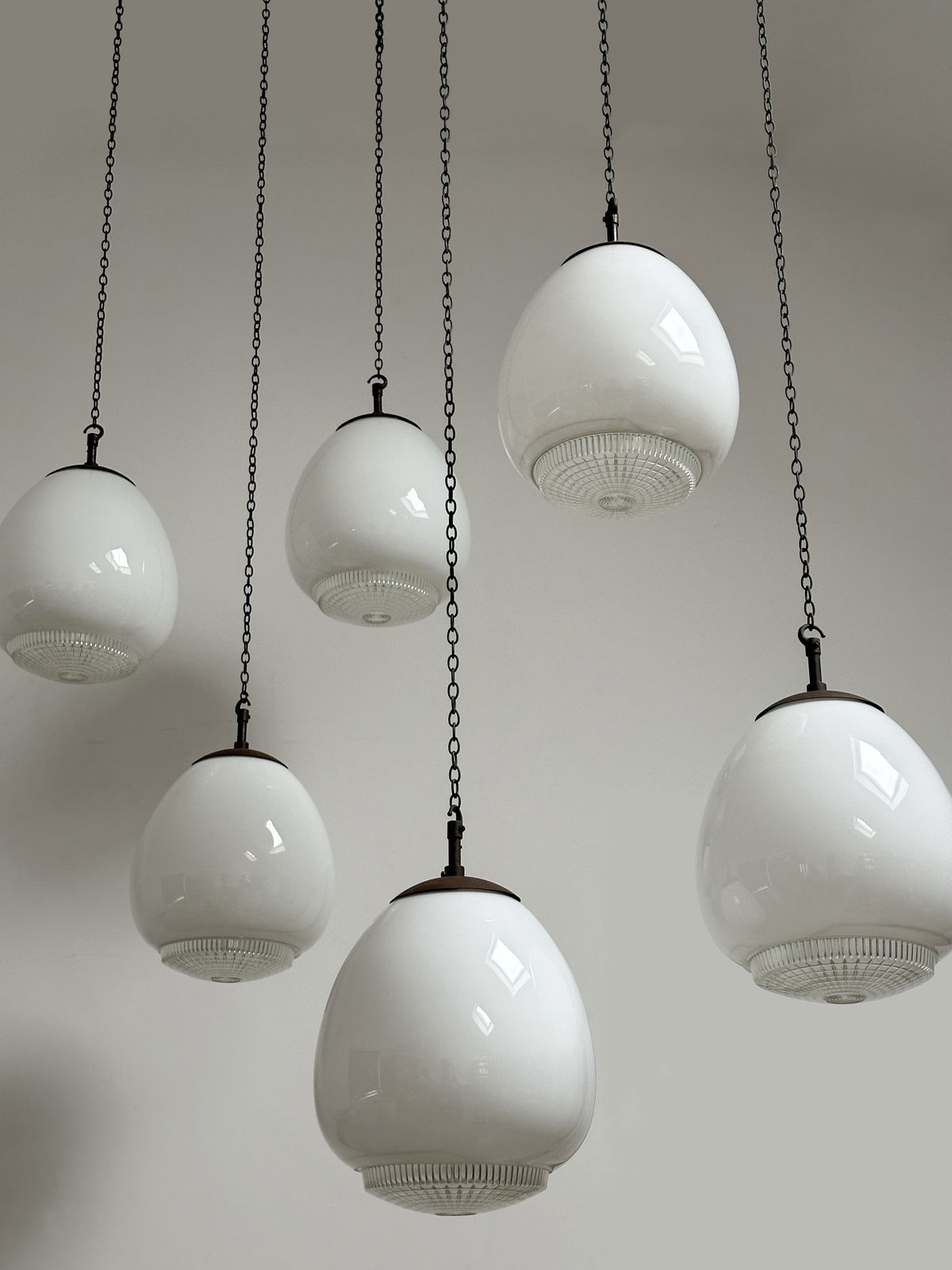 Set Run Antique Church Diffused Opaline Tulip Shaped Milk Glass Ceiling Pendant Light Lamp By Sunglow photo buy