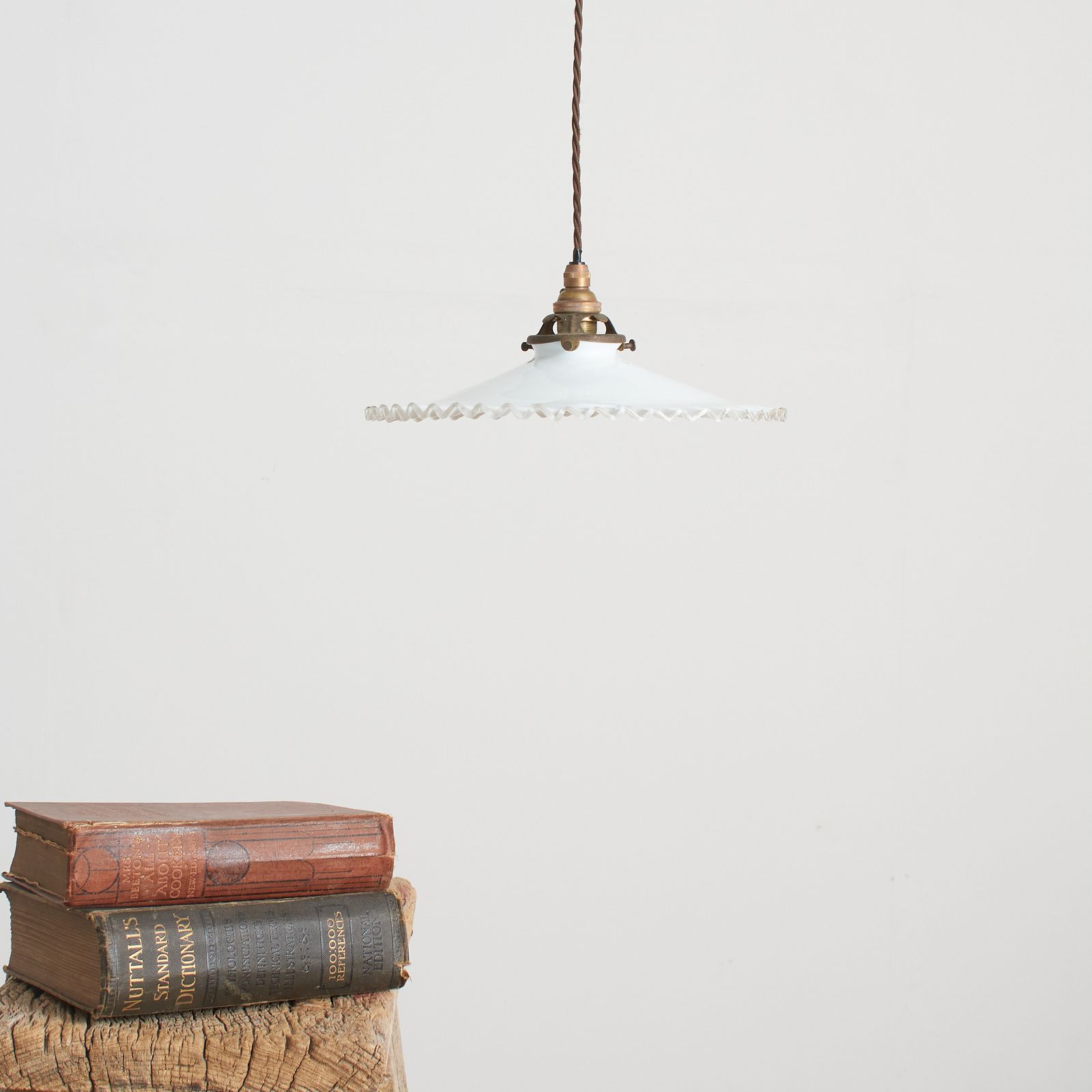 Antique French Coolie Milk Glass Pendant Light – D
