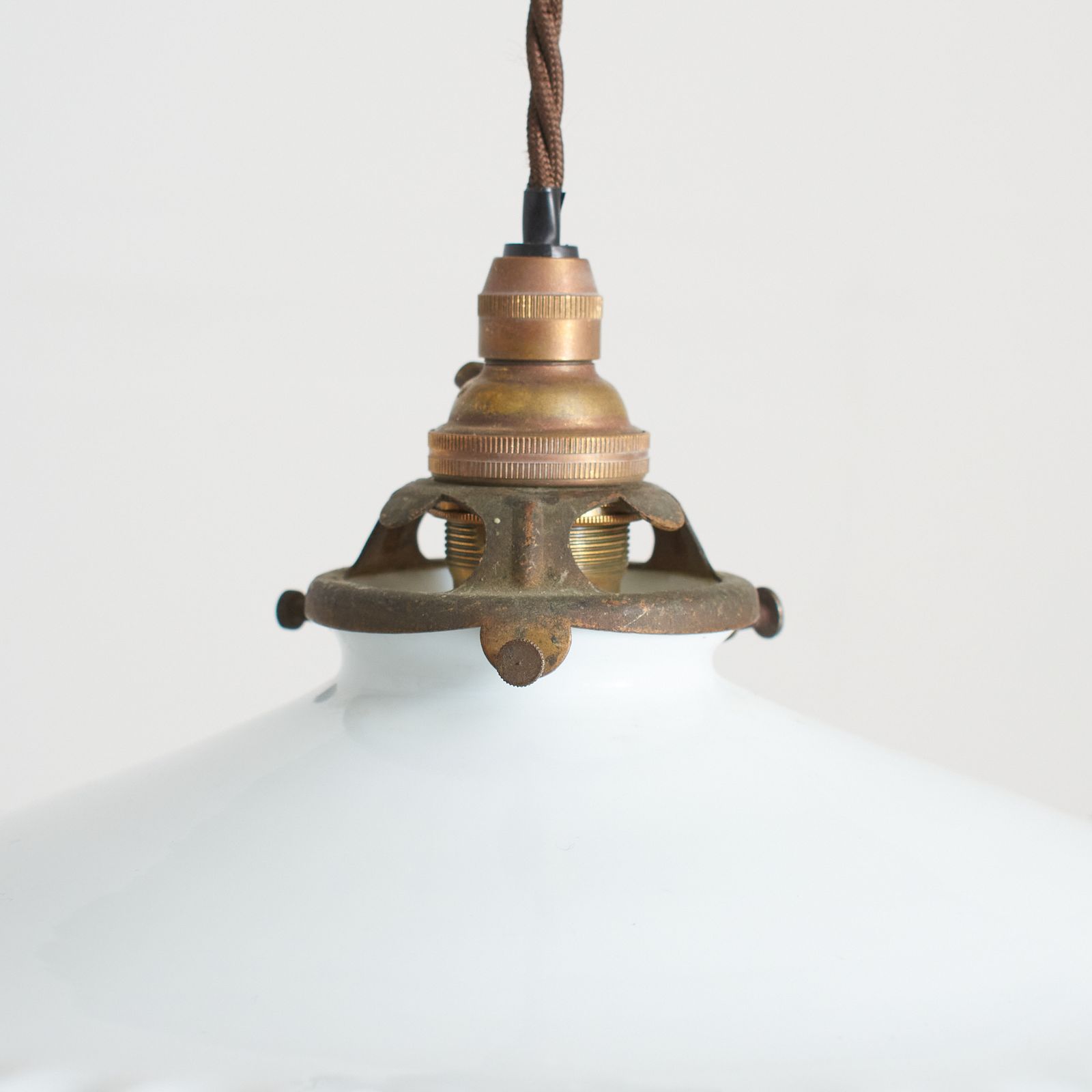 Antique French Coolie Milk Glass Pendant Light – D photo 238.0