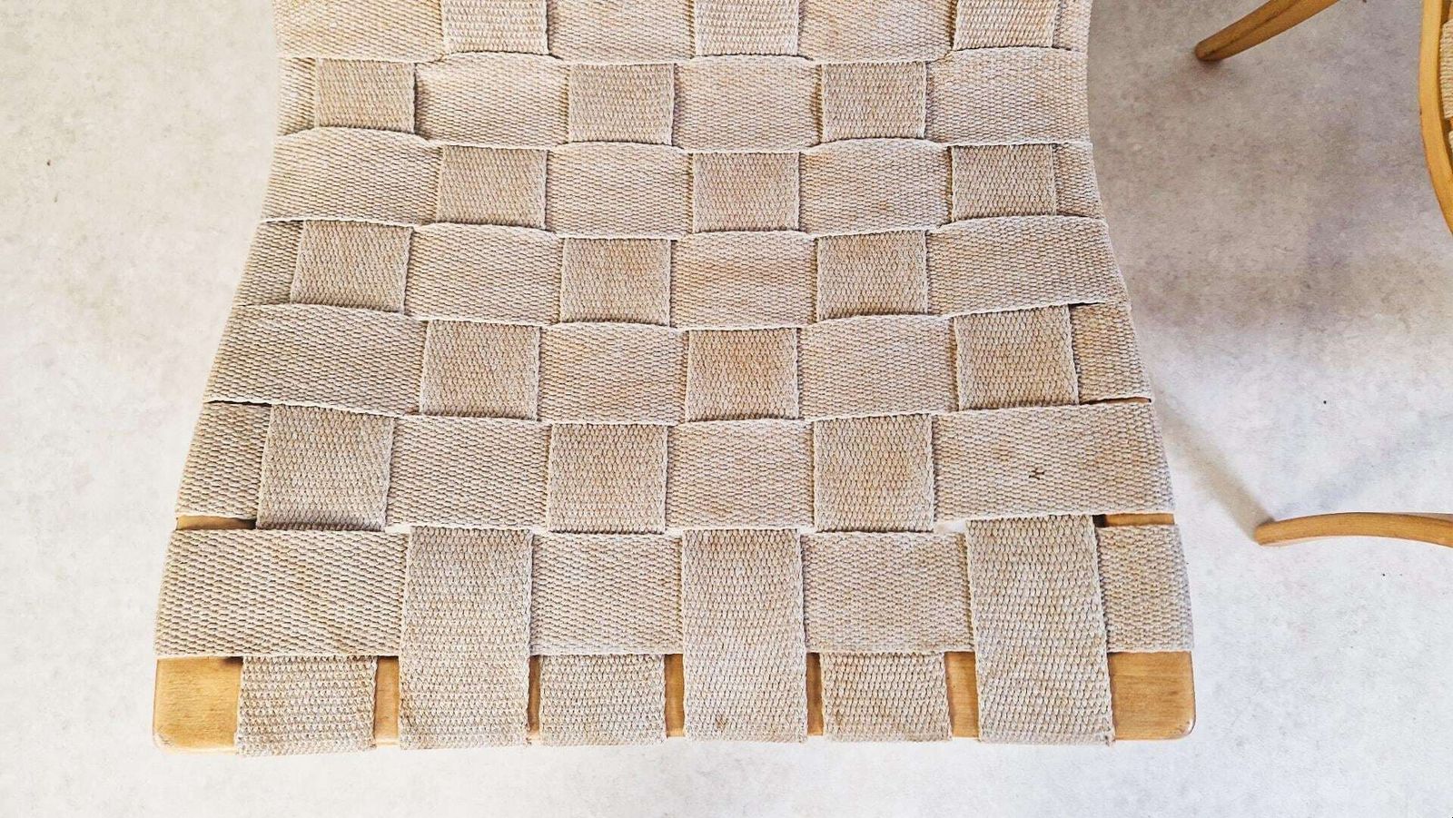photo for sale Bruno Matheson 'Eva' Vintage 1950s Mid Century Swedish Birch & Hemp Weave Lounge Accent Chairs Pg004