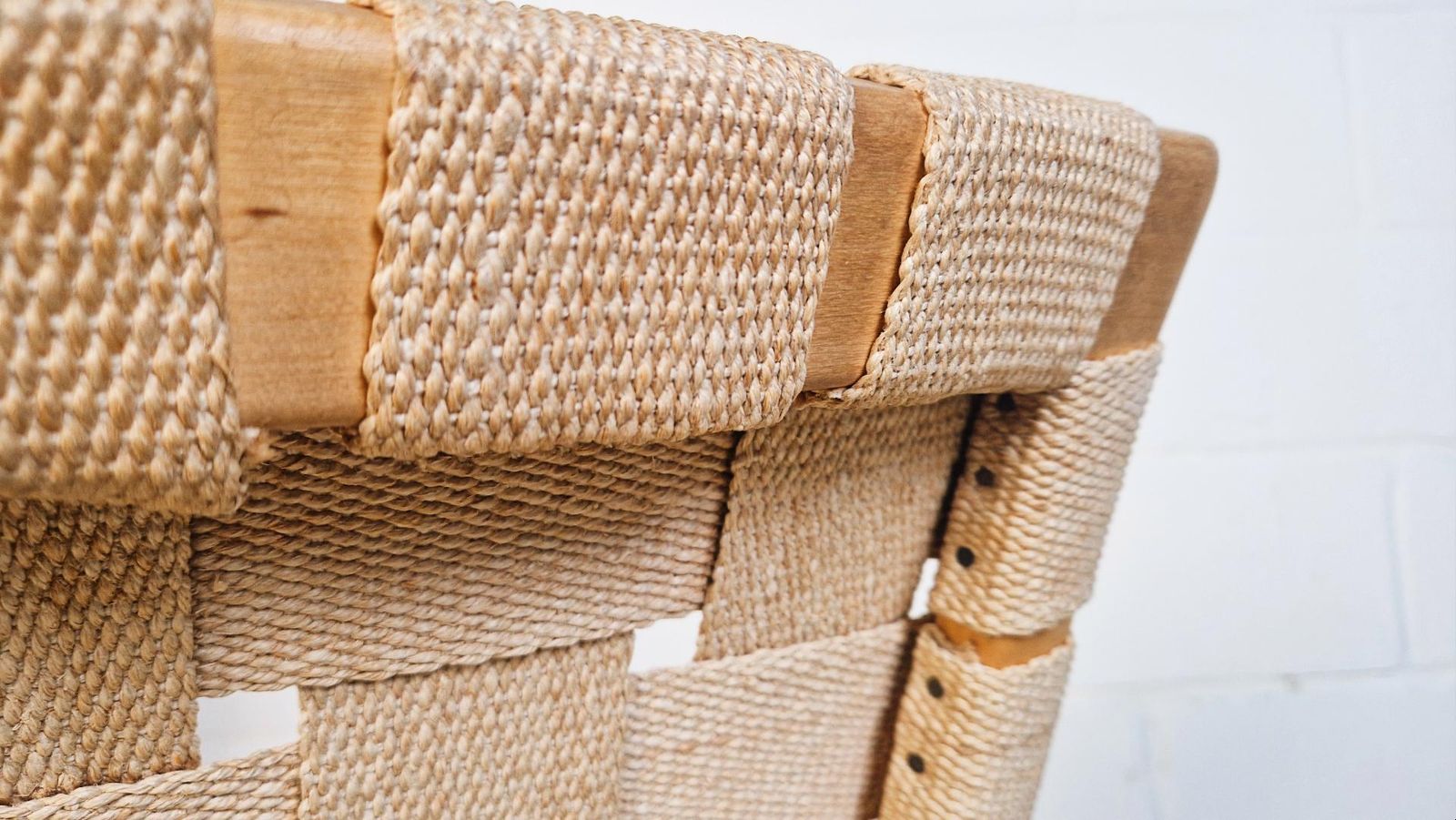 photo buy Bruno Matheson 'Eva' Vintage 1950s Mid Century Swedish Birch & Hemp Weave Lounge Accent Chairs Pg004