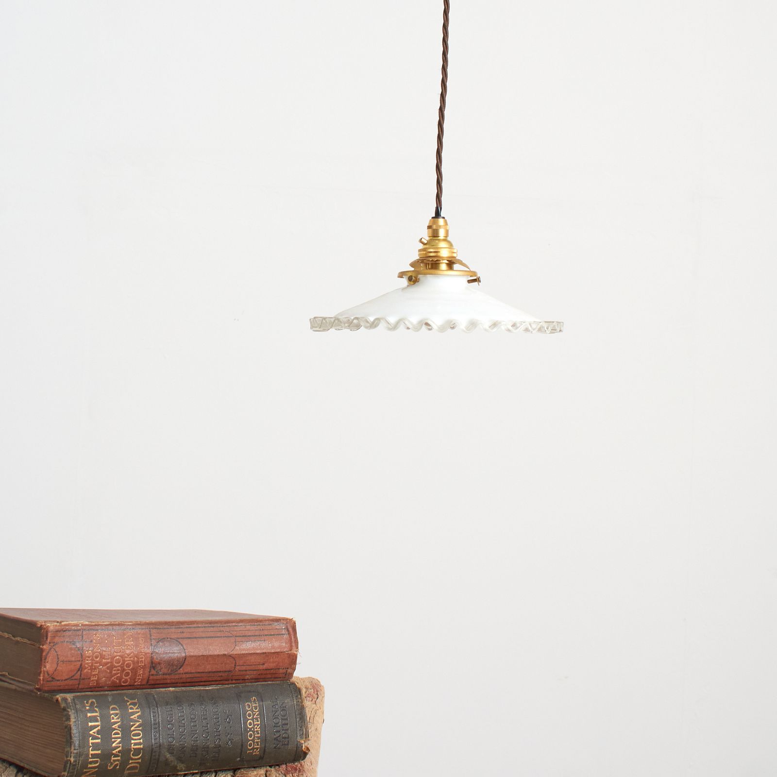 Antique French Coolie Milk Glass Pendant Light – F