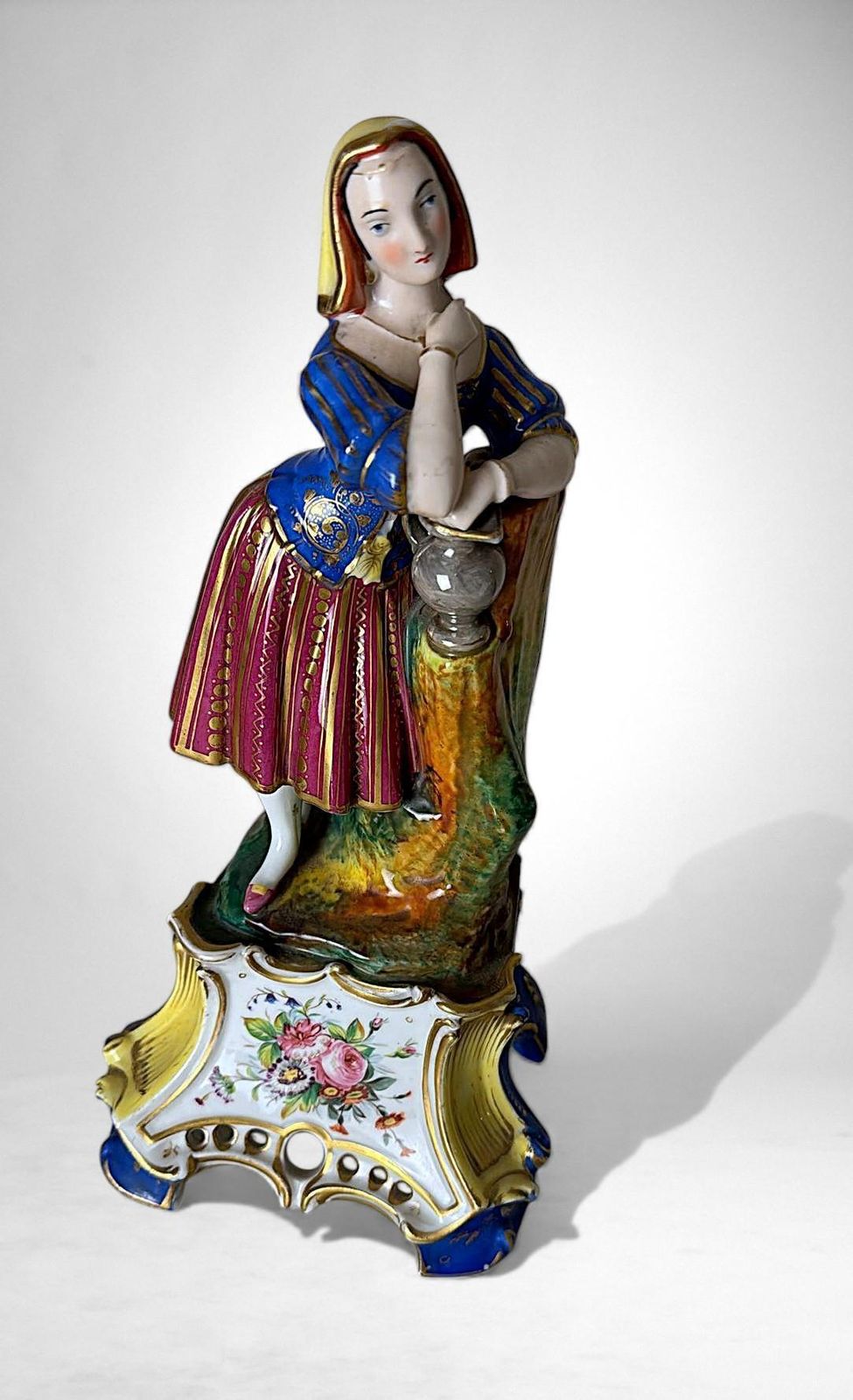 Napoléon III Style French Polychrome Porcelain Figurine By Porcelaine De Paris photo for sale