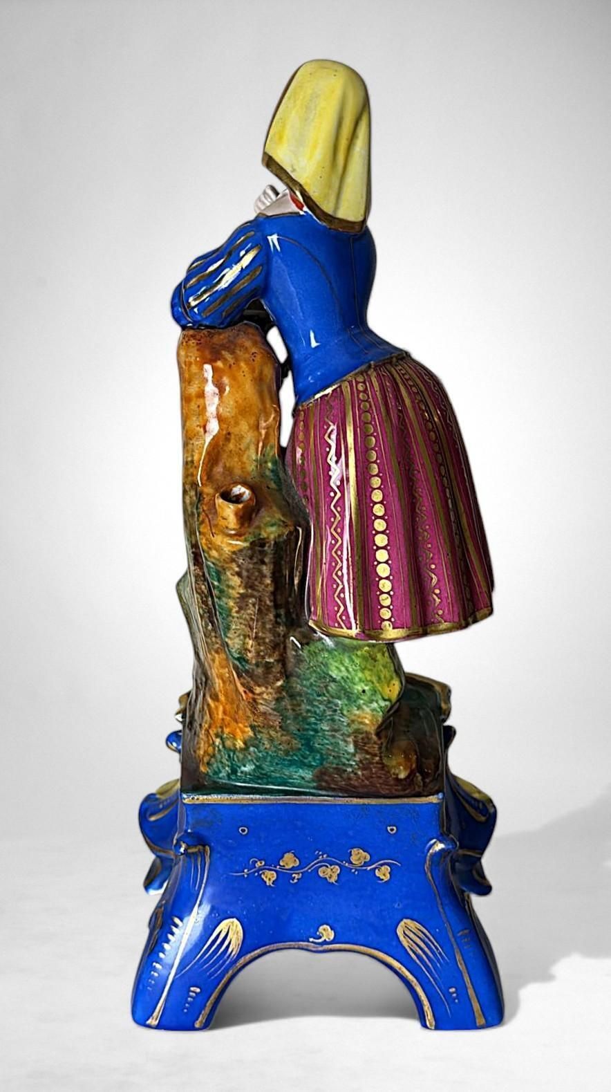 Napoléon III Style French Polychrome Porcelain Figurine By Porcelaine De Paris photo vinterior