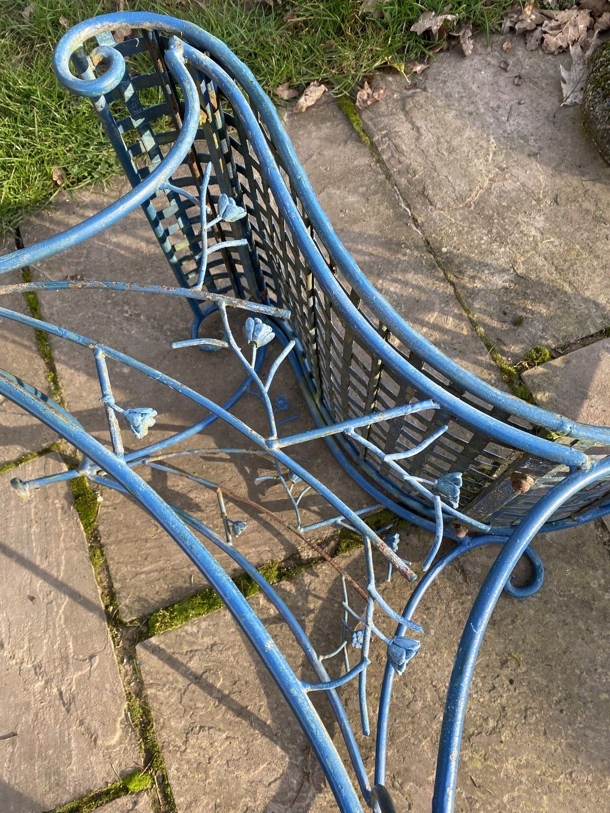 650.0 Stunning Mid Century Strapwork Garden Chair In Wrought Iron photo