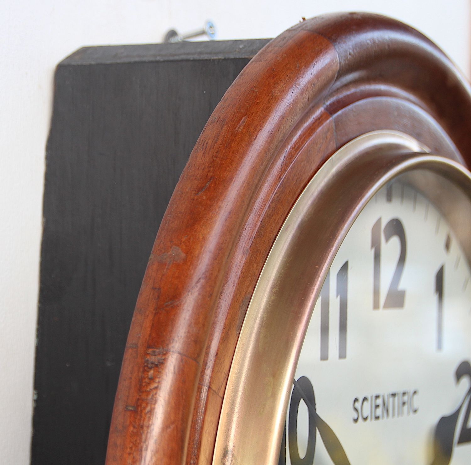 photo for sale Large 40cm Mahogany Railway Wall Clock Factory. Fully Guaranteed. London Timepiece.