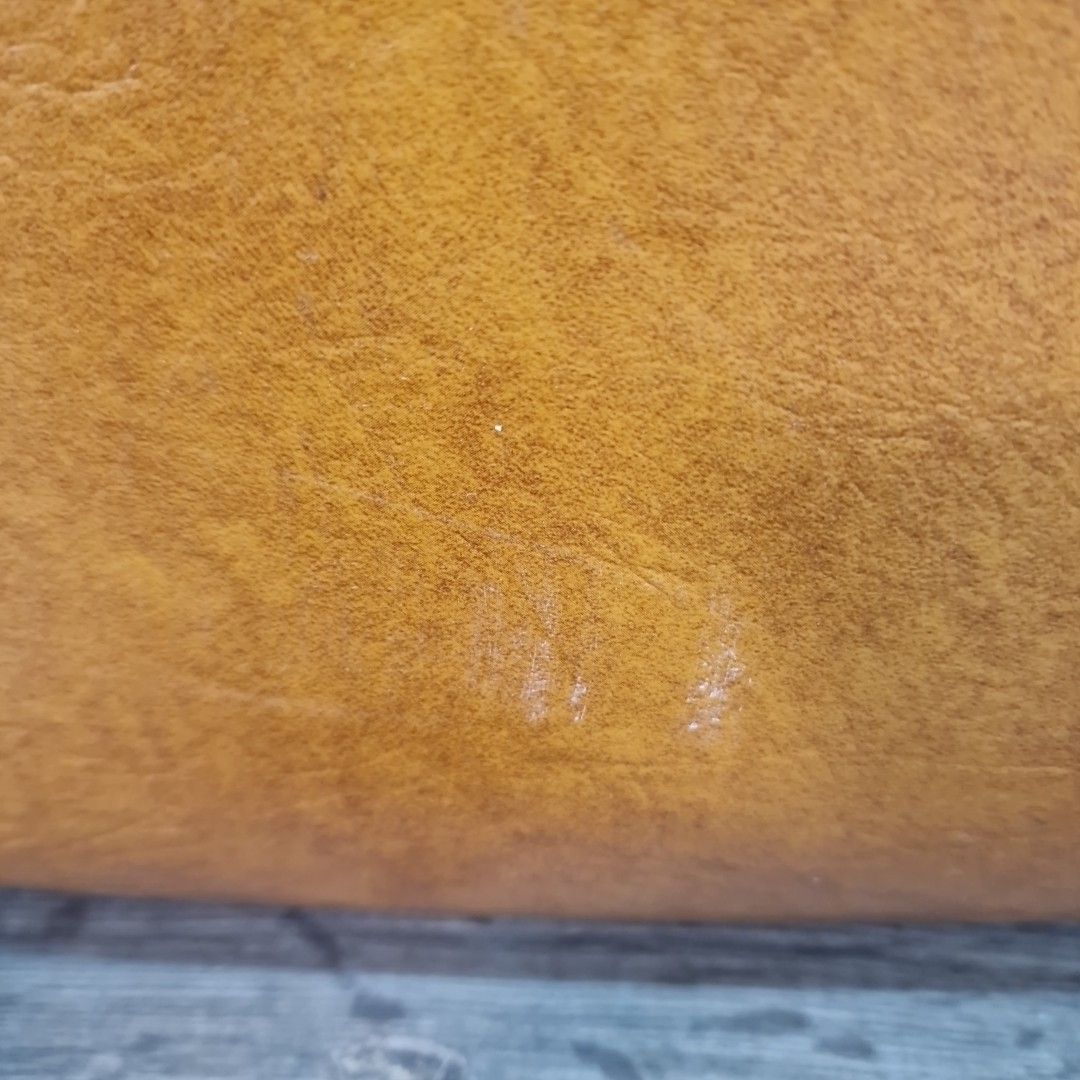 Furniture Vintage Tan Sherborne Footstool Pouffe Mid Century Foot Rest Faux Leather Vinyl photo
