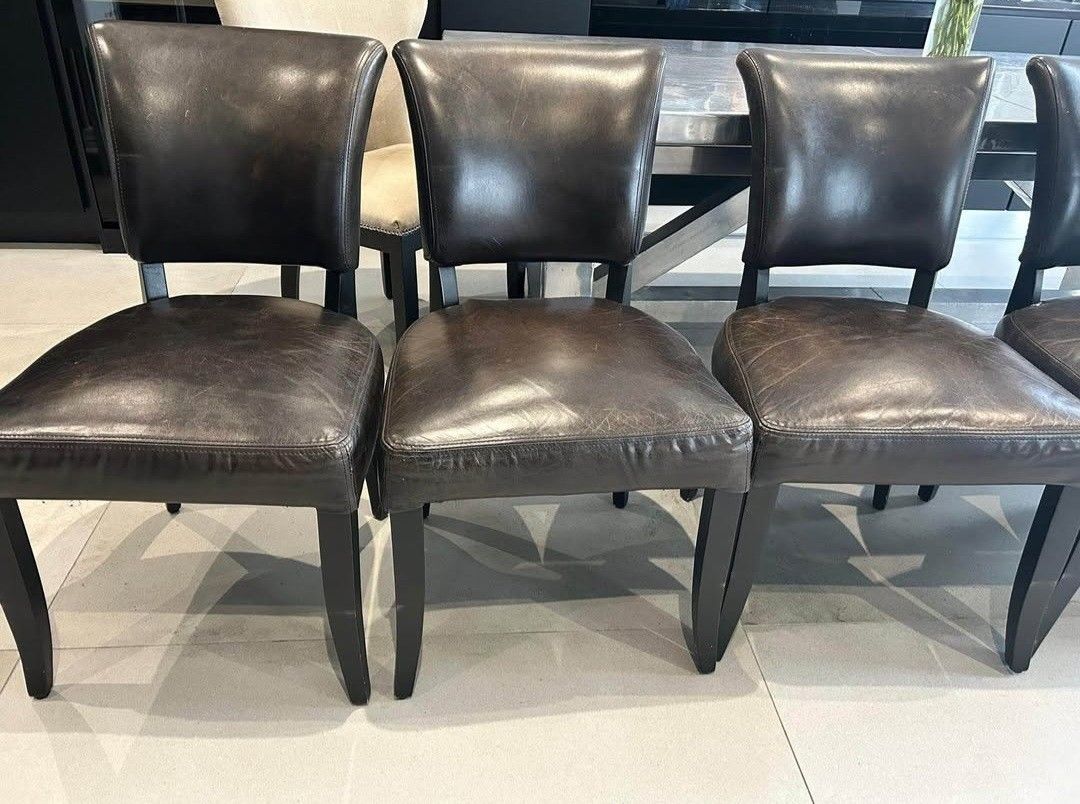 Timothy Oulton Boston Dining Table & 8 Dark Brown Leather Velvet Studded Chairs photo buy