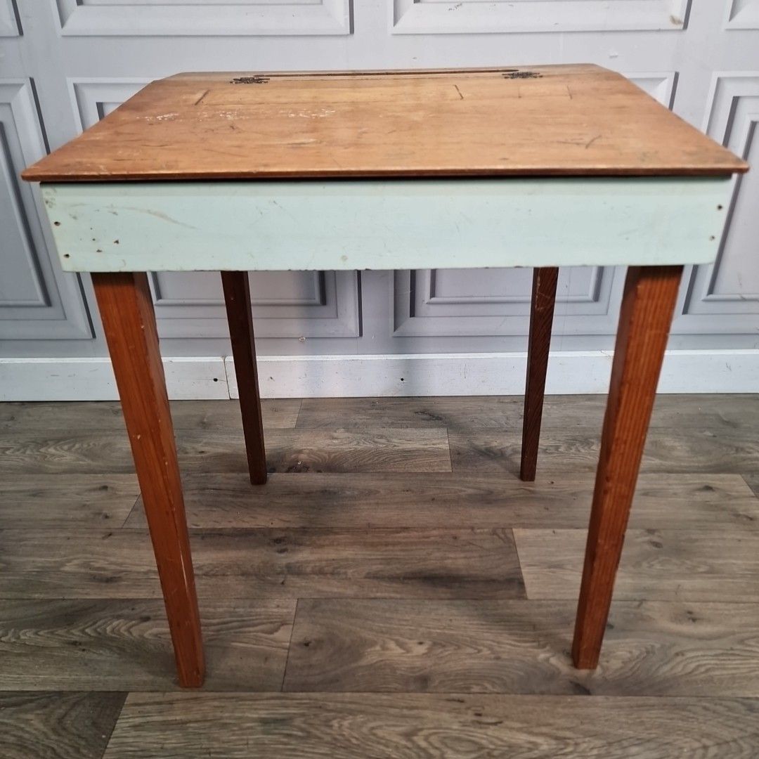 Vintage Writing Desk Sloped Top School Lift Lid Storage – Retro Children's Table photo furniture